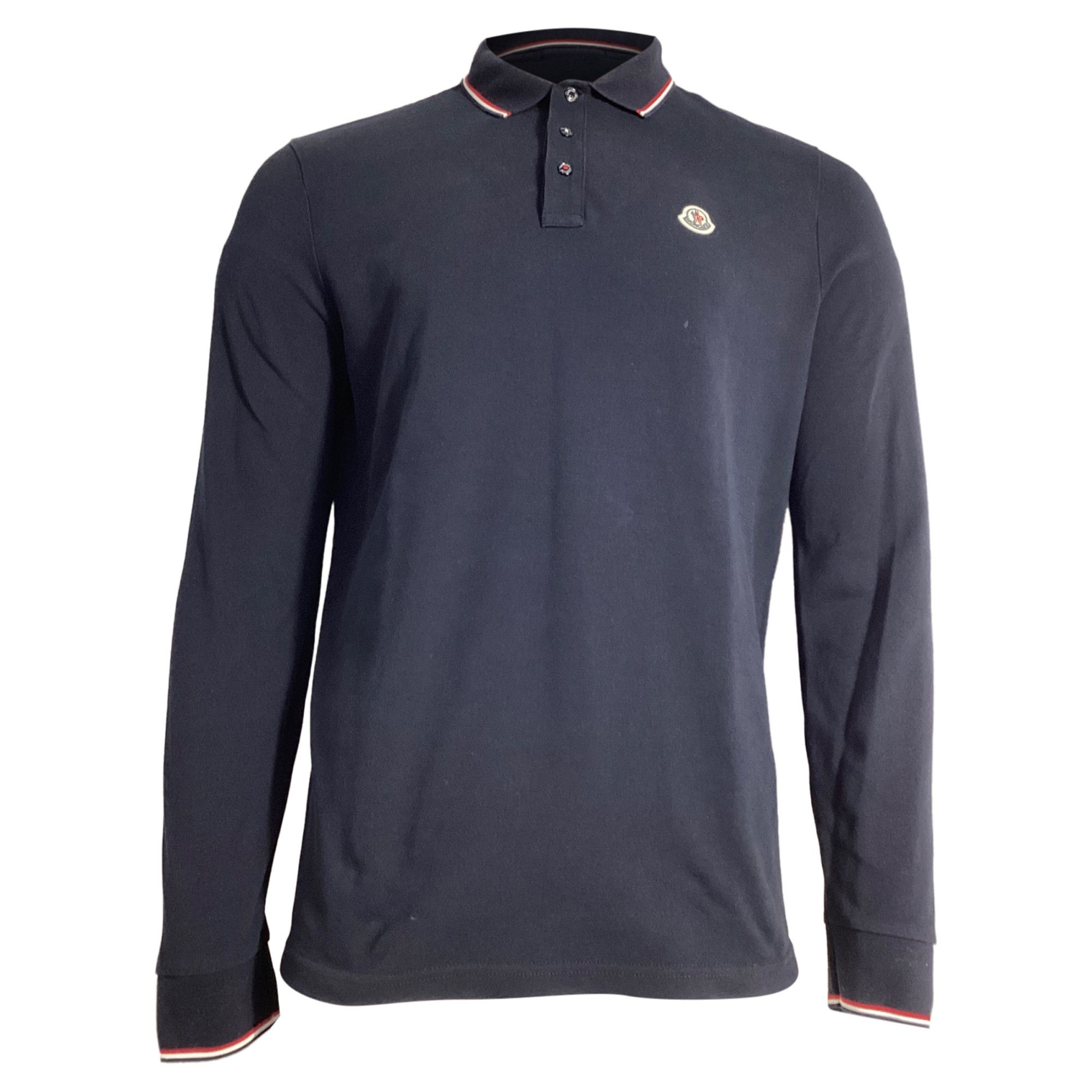 Moncler Moncler Patch-Detail Long-Sleeved Polo Shirt in Navy Blue Co Size US XXL / EU 58 / 5 - 1 Thumbnail