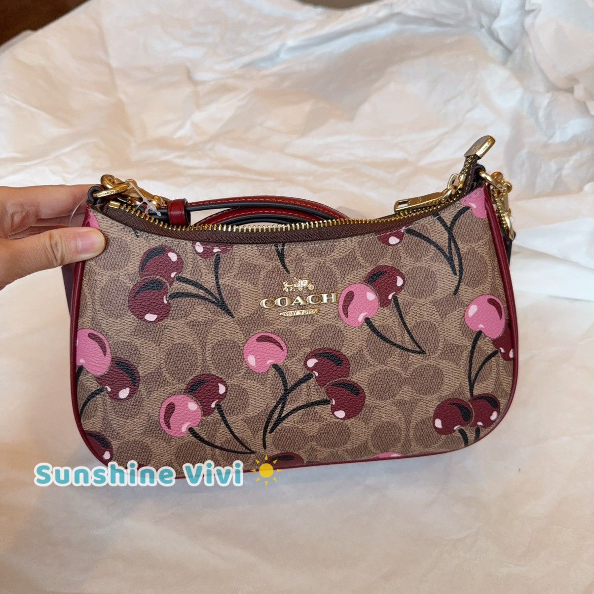 Coach NWT Coach Teri Shoulder Bag Signature Cherry Print CY694 Size ONE SIZE - 1 Thumbnail