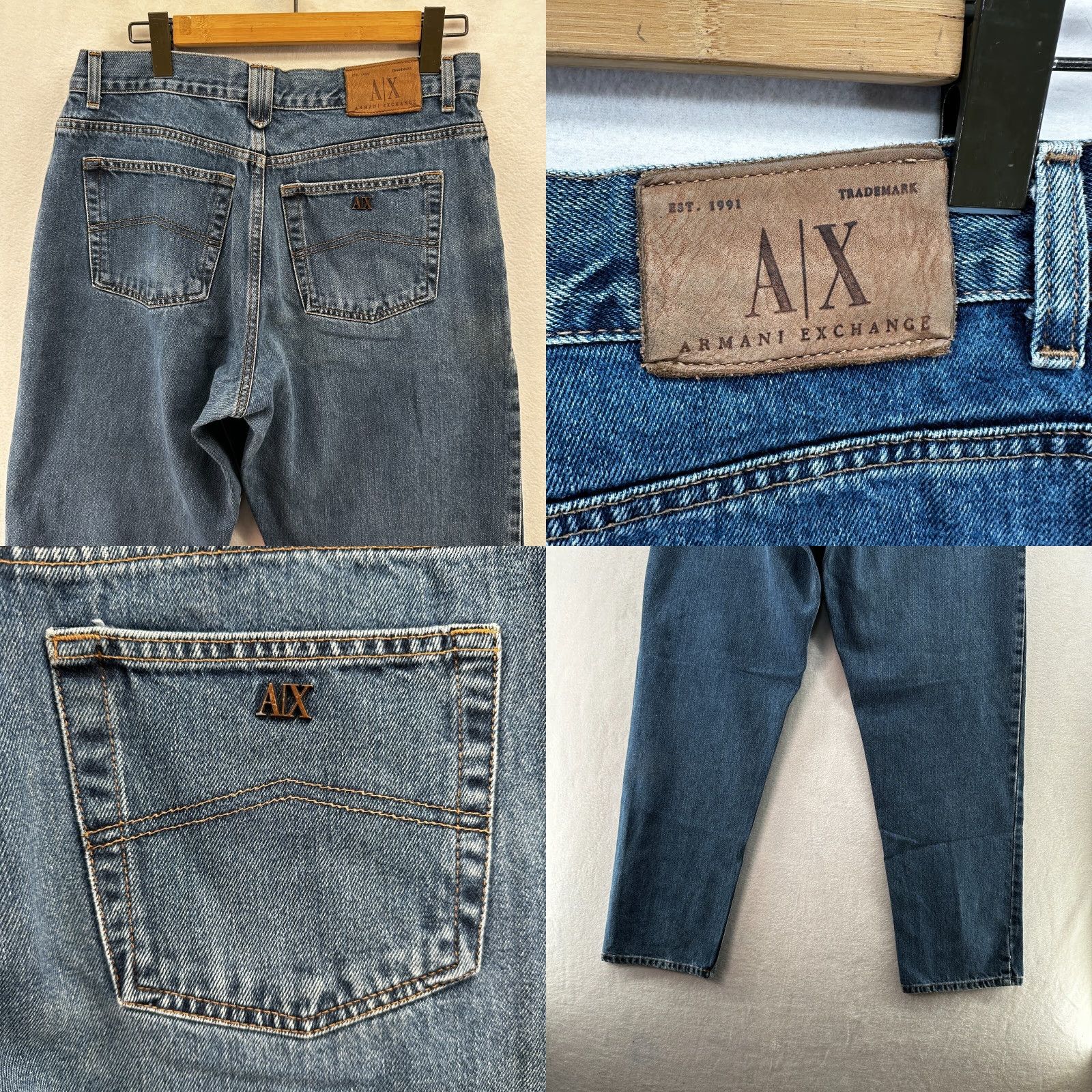 Armani Exchange VINTAGE Armani Exchange Jeans Mens 33x34 Blue Cotton Denim Bootcut Relaxed Jeans USA 90s Mens Size US 33 - 9 Thumbnail