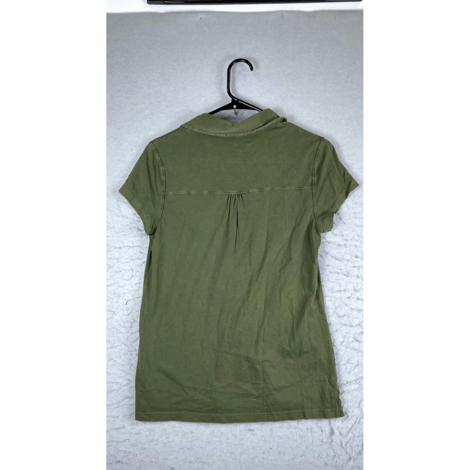 Eddie Bauer Eddie Bauer Womens Medium Green Polo Shirt Cotton Pleated Collar Button Front Size M / US 6-8 / IT 42-44 - 5 Thumbnail