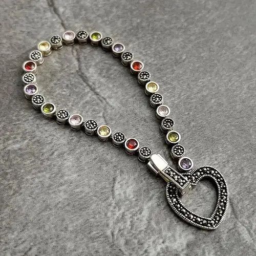 Japanese Brand × Vintage Vintage Rainbow Zircon Love Heart Bracelet Size ONE SIZE - 4 Thumbnail
