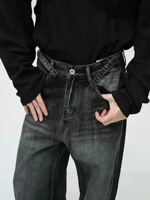Japanese Brand Retro street cat whisker design wide leg jeans Size US 32 / EU 48 - 6 Thumbnail