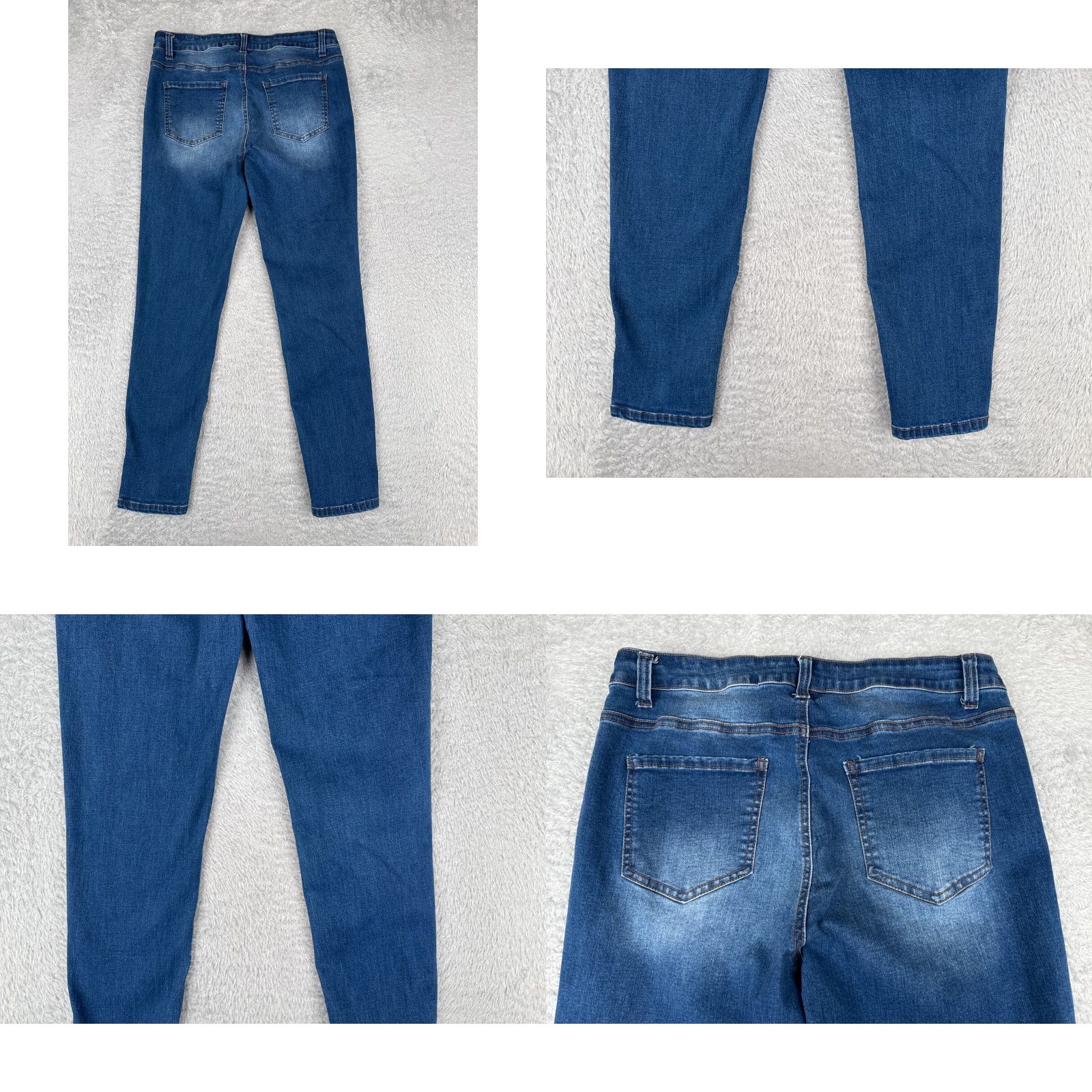 Vintage Enjean Jeans Juniors 13 Blue Denim Skinny Taper Cotton Poly Blend Mid Rise 30x26 Size 34" / US 12 / IT 48 - 10 Thumbnail