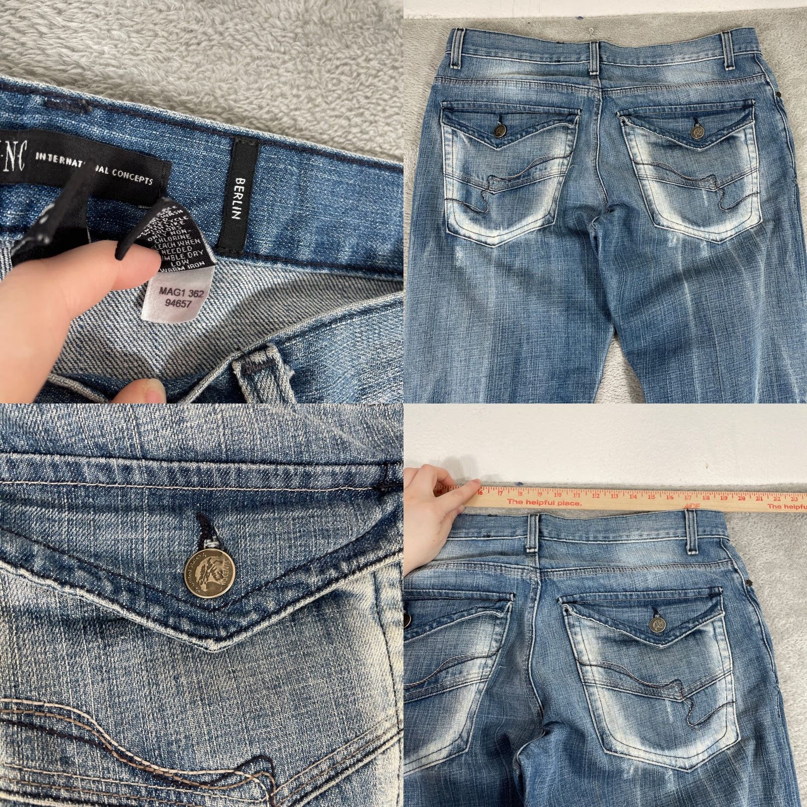 Vintage VINTAGE INC Berlin Jeans Mens 38x33 Blue Distressed Whiskered Y2K Size US 36 / EU 52 - 8 Thumbnail
