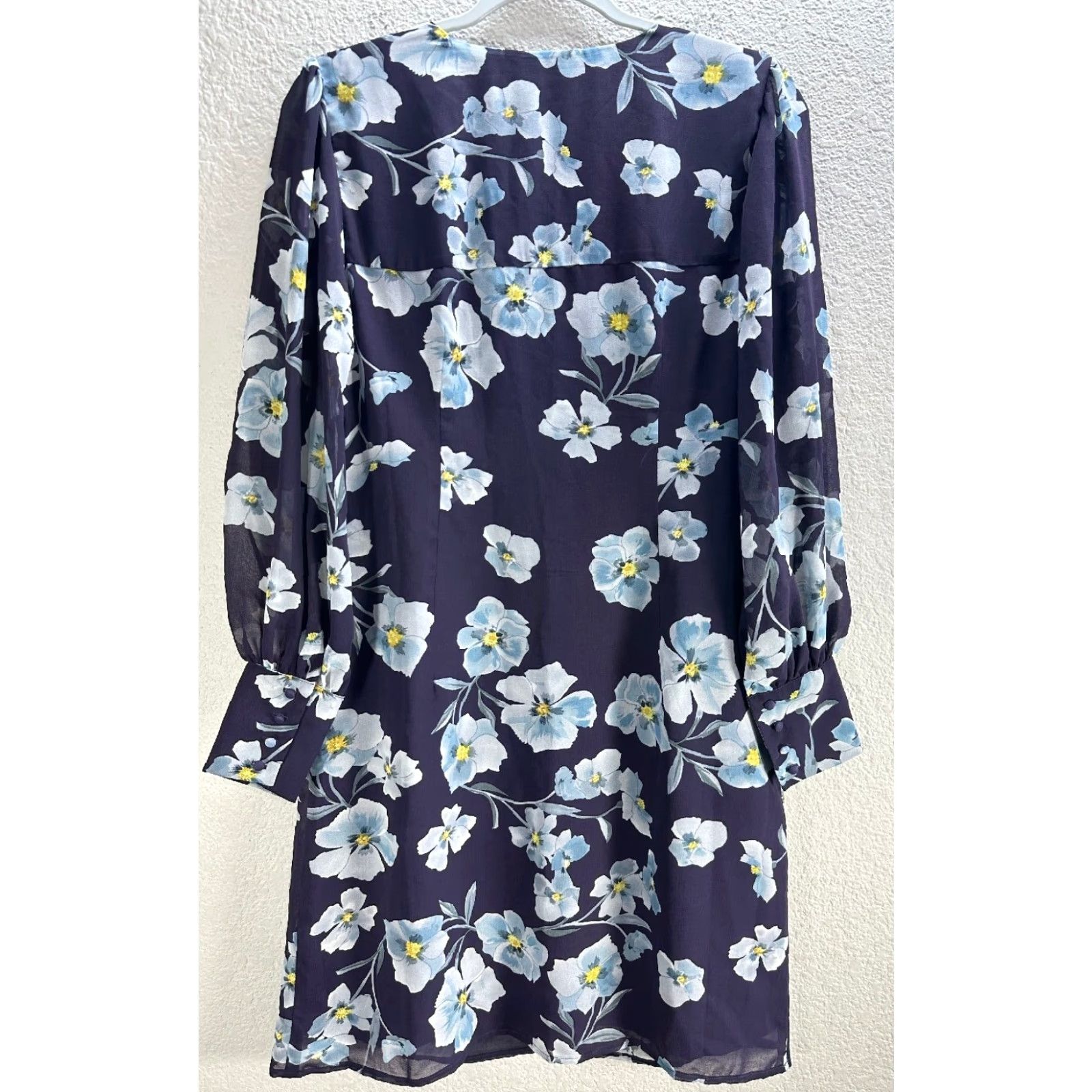 Vintage Cabi Ellery Long Puff Sleeve Shift Dress Purple Floral Sheer Lined Cocktail Sz S Womens Size S / US 4 / IT 40 - 4 Thumbnail