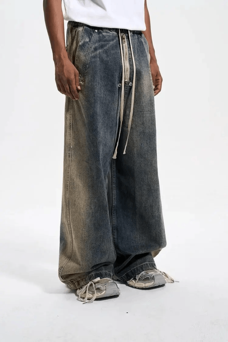 Japanese Brand × Jean Baggy Washed Zipper Gradient Vintage Denim Jeans Size US 32 / EU 48 - 2 Thumbnail
