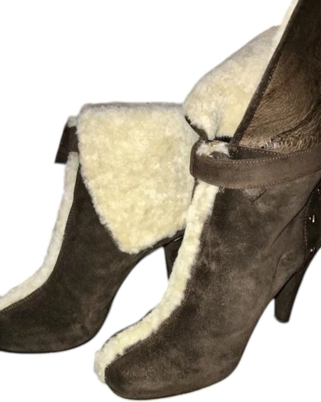 Dsquared2 VELOUR ESPRESSO SHEARLING SUEDE ANKLE BOOTS HEELS Size US 8 / IT 38 - 4 Thumbnail