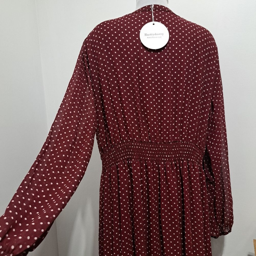 Other RusttyDustty Polka-Dot Floral Embroidered Modern Boho Tie Ne Size 4XL / US 24-26 - 14 Thumbnail