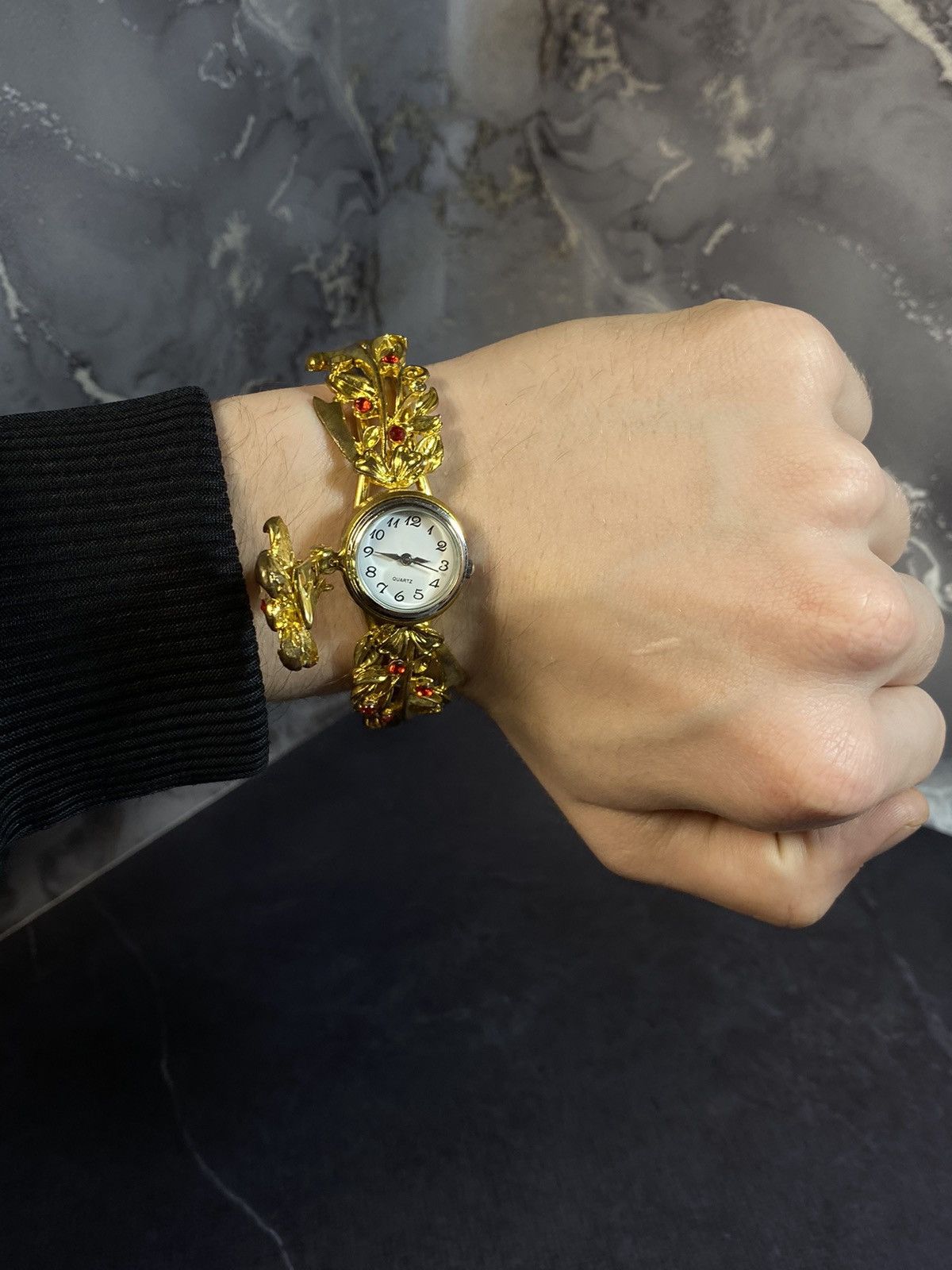 Jewelry Vintage Gold Ornate Bracelet Watch, Japanese Brand Size ONE SIZE - 6 Thumbnail