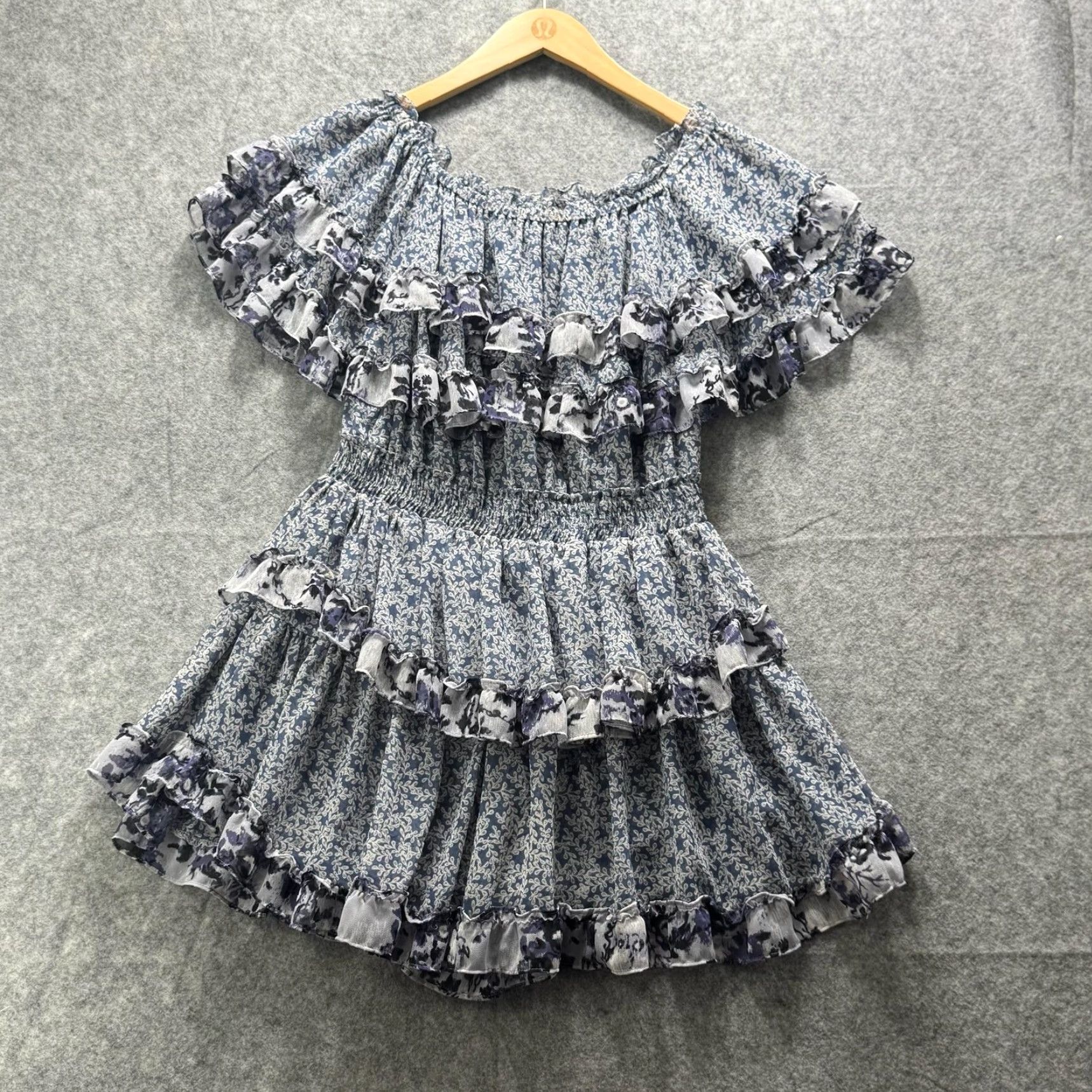 MISA Los Angeles Misa Los Angeles Floral Off the Shoulder Mini Dress Womens Medium Blue Ruffle Boho Spring Summer Size M / US 6-8 / IT 42-44 - 2 Thumbnail