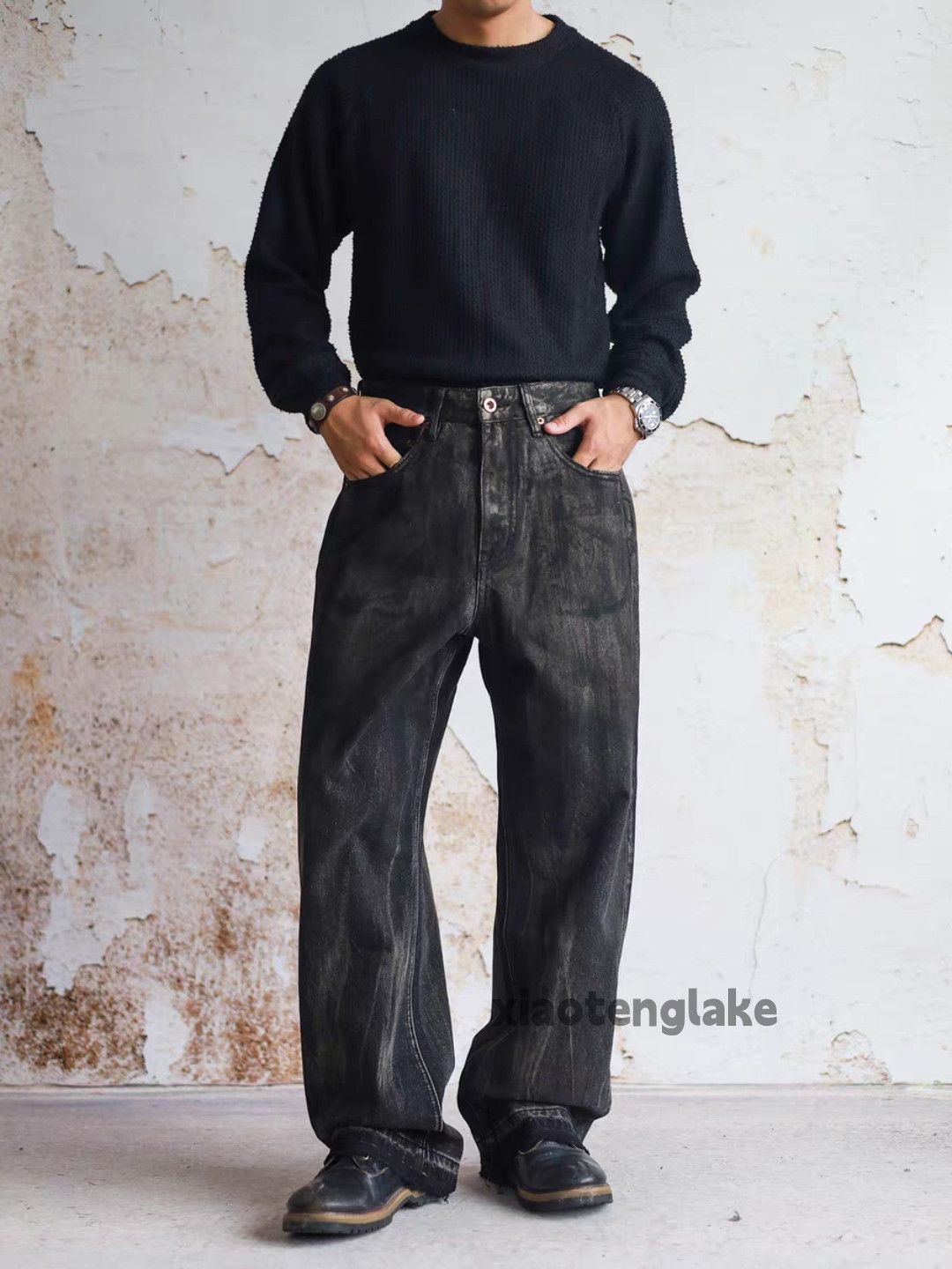 Jean × Vintage washed faded cleanfit yuppie loose baggy tie dye jeans Size US 36 / EU 52 - 4 Thumbnail