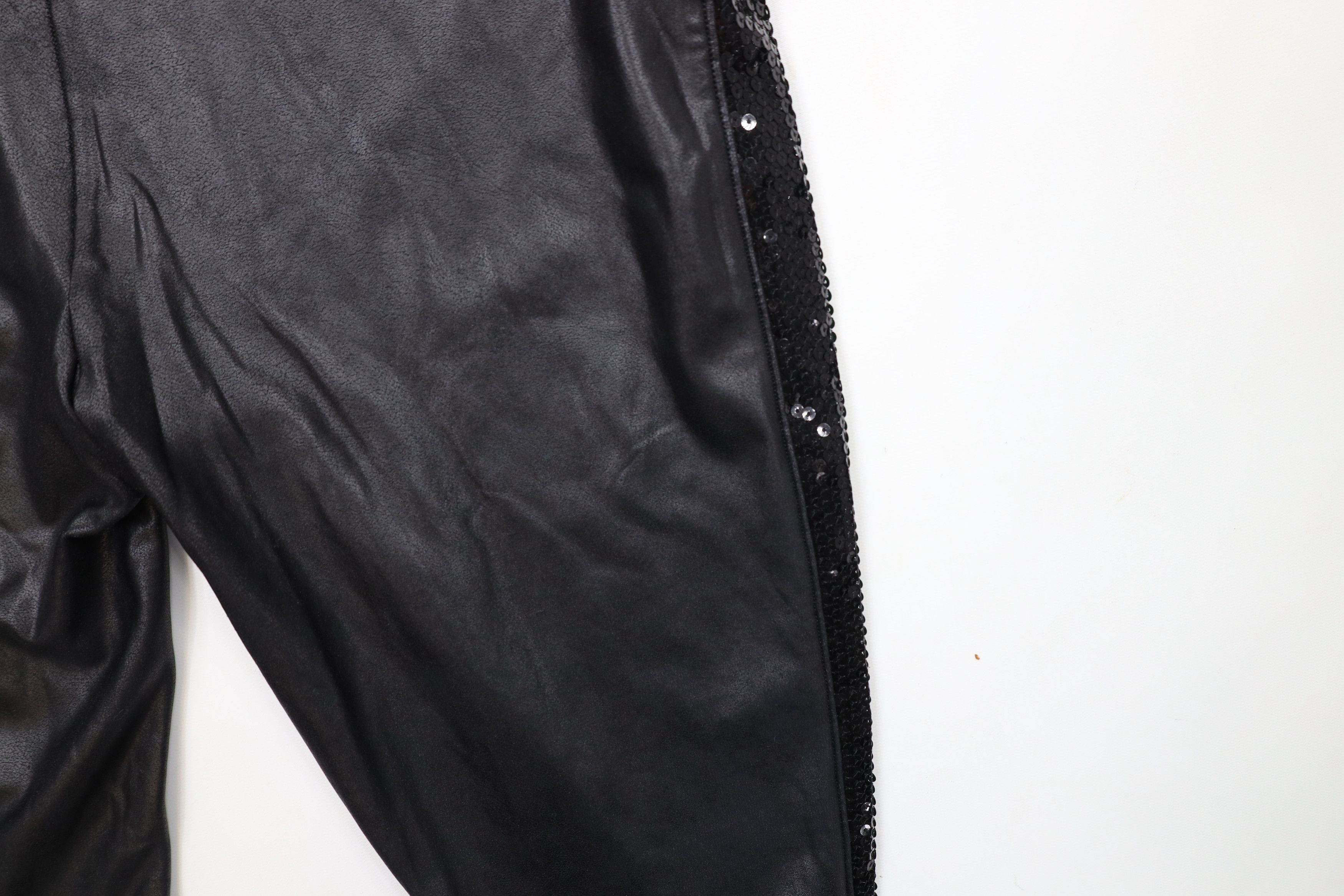Spanx × Vintage Spanx Faux Leather Sequined Stretch Shapewear Leggings Black Size 30" / US 8 / IT 44 - 13 Thumbnail