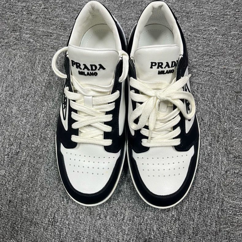 Prada Prada Black Leather Fashion Sneakers with Laces-2506 Size US 6.5 / EU 39-40 - 2 Thumbnail