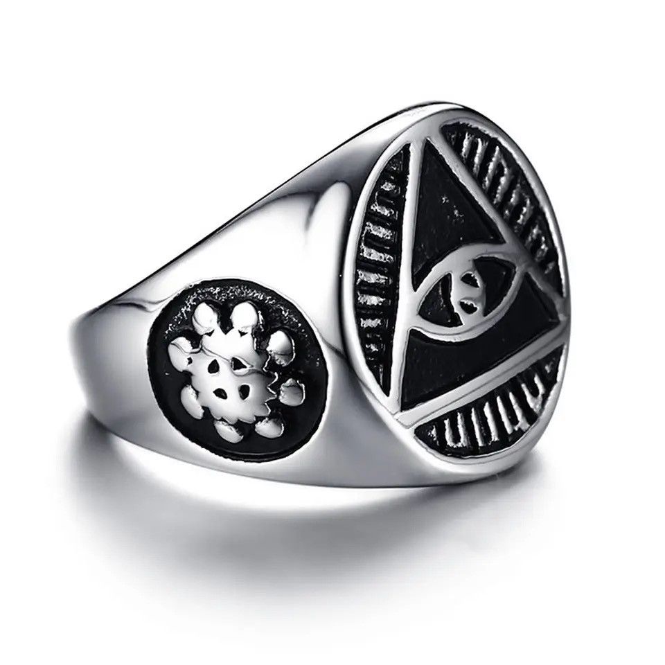 Jewelry Gold and silver Illuminati Triangle Eye Ring size 7 till 13 Size ONE SIZE - 3 Thumbnail