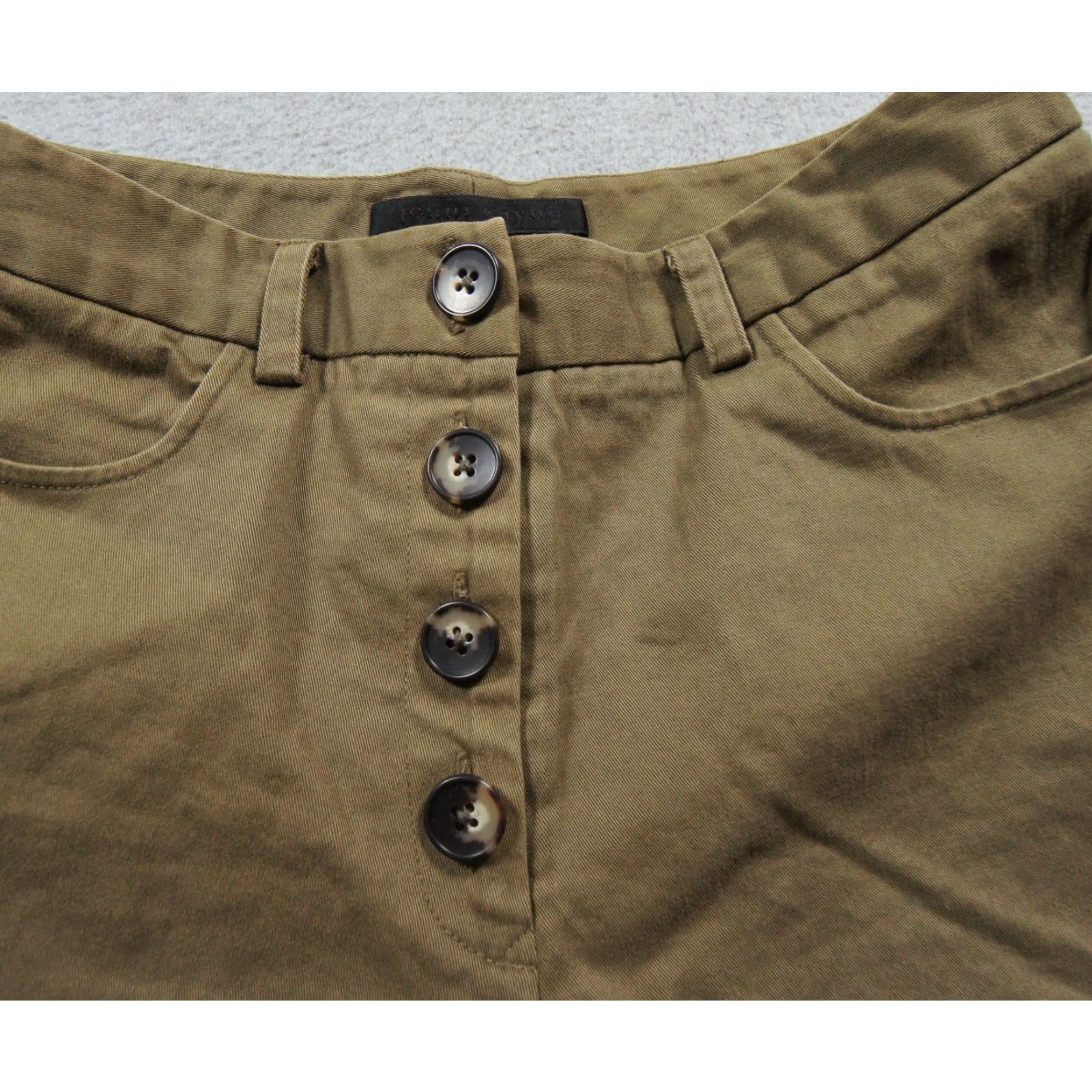 Vintage Jenny Kayne Shorts Womens 2 Green 3.5" Inseam Exposed Buttons Stretch Casual Chino Pockets 2-Button Rise Mid Vintage No Mens Womens Size 26" / US 2 / IT 38 - 2 Thumbnail