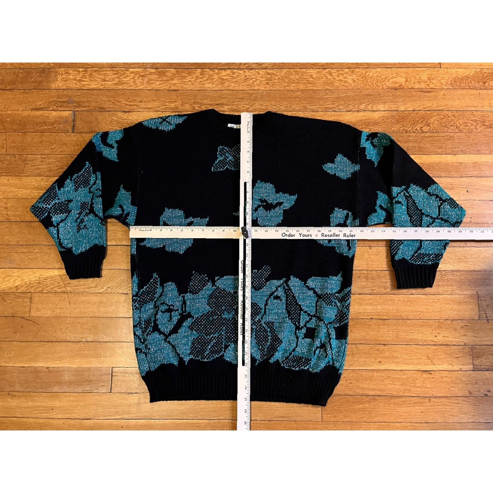 Vintage VINTAGE Marilu Exclusive Sweater Women’s L Black Floral Knitted Pullover Crew Neck Long Sleeve 80s 90s Retro Hipster Floral Metallic Size L / US 10 / IT 46 - 7 Thumbnail