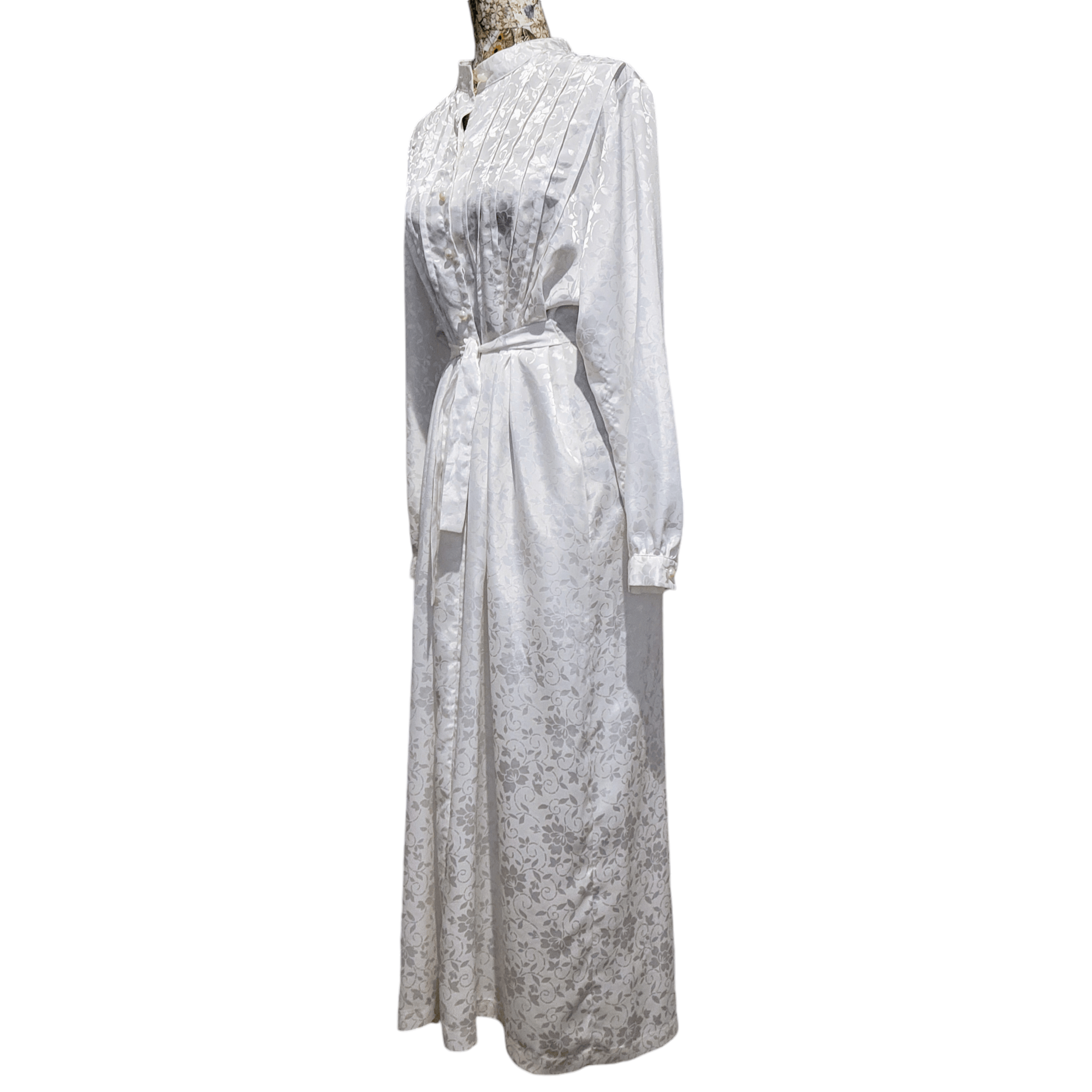 Vintage Vintage White Elegance 70s 80s Long Textured Patterned Dress Size M / US 6-8 / IT 42-44 - 5 Thumbnail