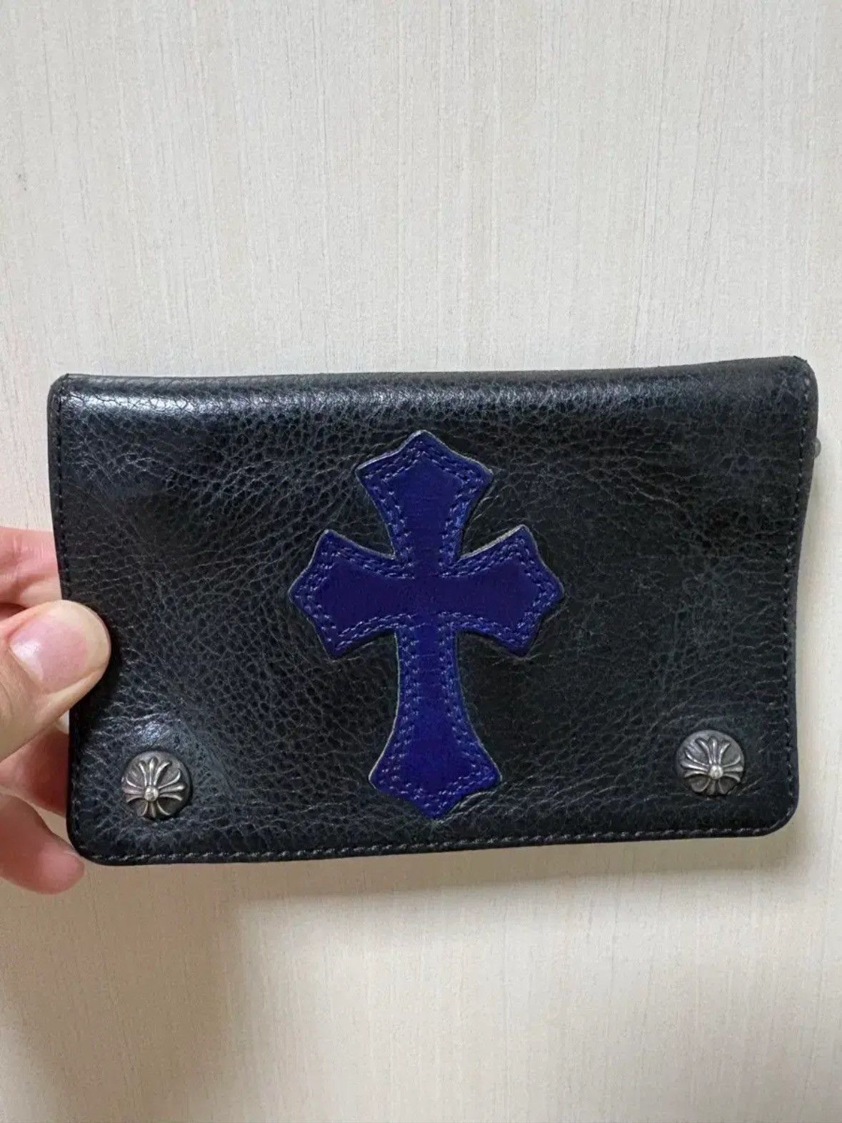 Chrome Hearts *rare*Blue Cross Leather Patch Wallet Size ONE SIZE - 1 Thumbnail