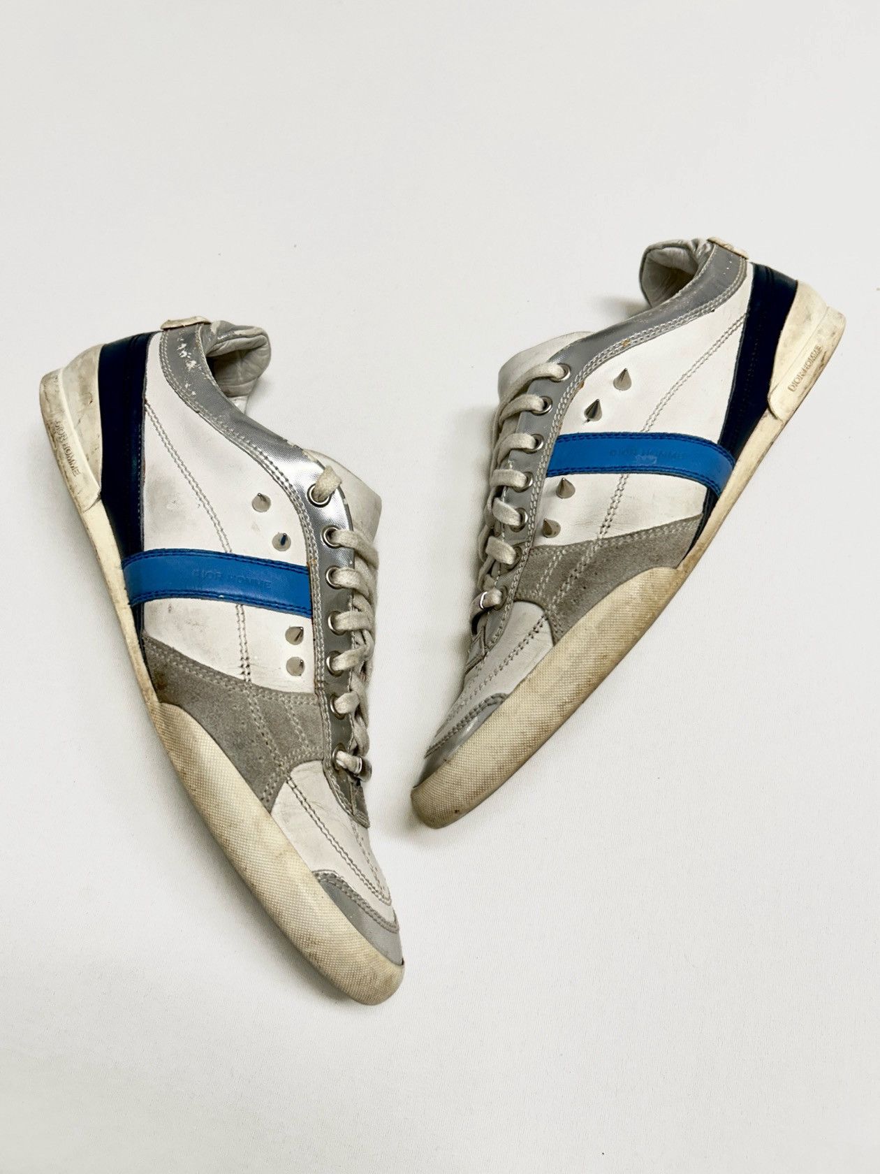 Dior SS2008 B22 Low Top Sneaker Silver/White/Blue Size US 8.5 / EU 41-42 - 2 Thumbnail