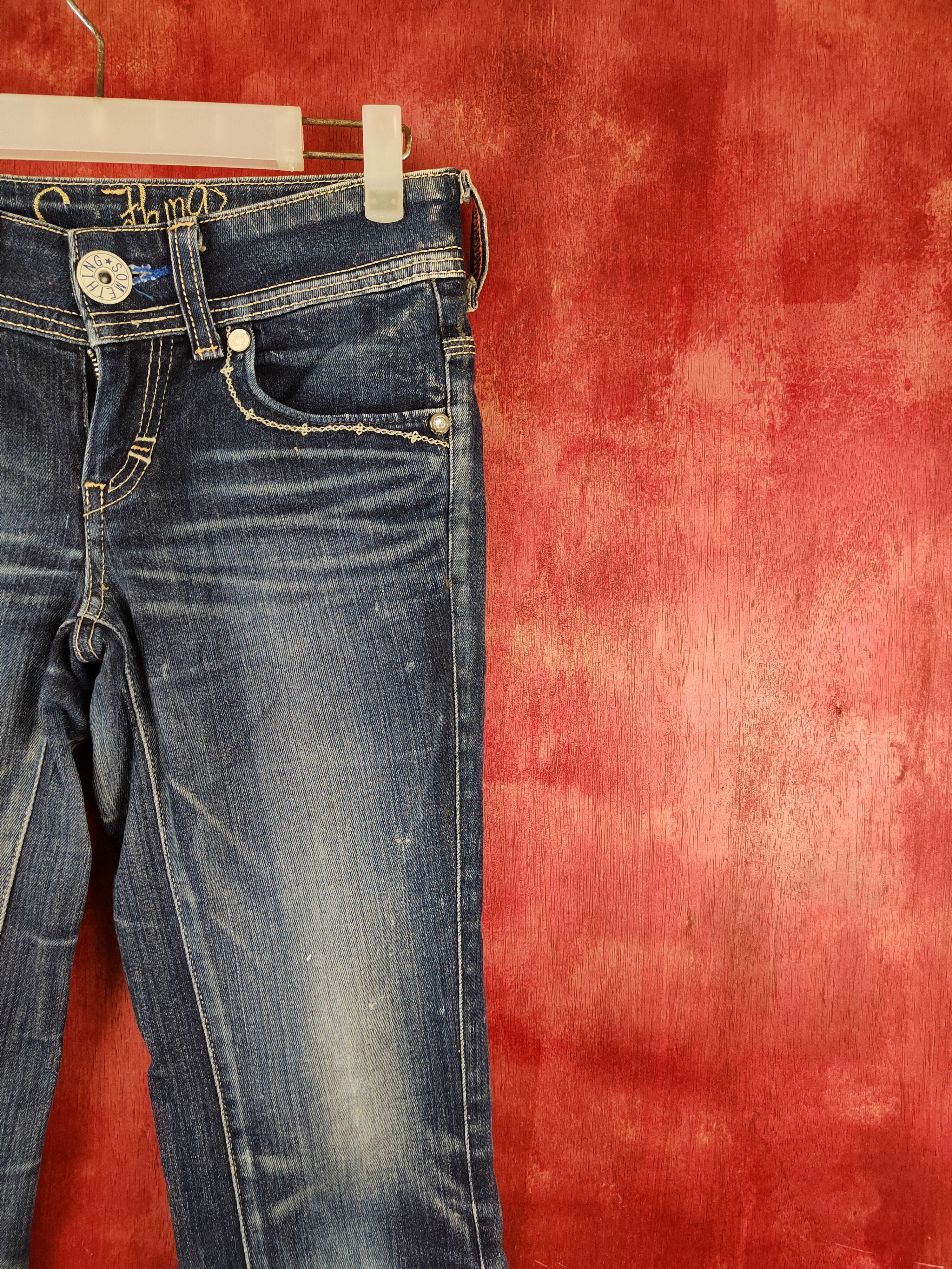 Japanese Brand Something Dark Blue Distressed Ripped Jeans #S2123 Size 28" / US 6 / IT 42 - 5 Thumbnail