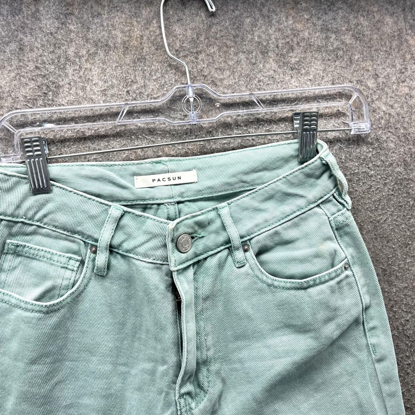 Pacsun PacSun Mom Jeans Womens 24 Light Green High Rise Tapered Leg Denim Pants Size 42" / US 20 - 3 Thumbnail