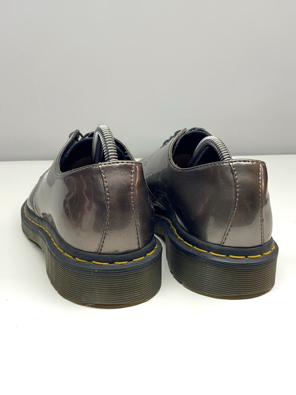 Dr. Martens Dr Martens Enamel Eye Pewter Patent Leather Lace Up Oxfords Size US 6 / EU 39 - 8 Thumbnail