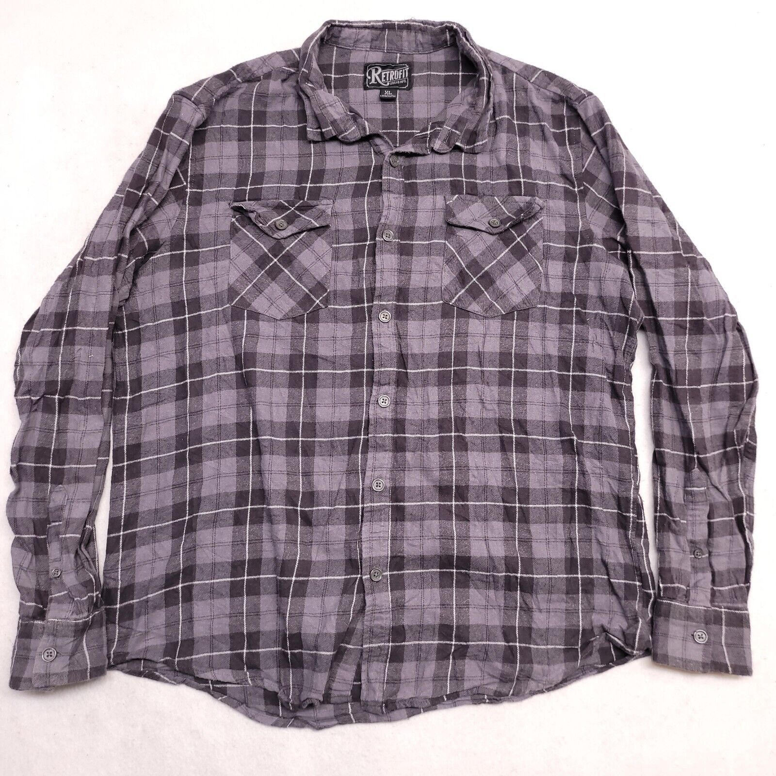 Retrofit Retrofit Tartan Flannel Shirt Mens Size Extra Large XL Gray Size US XL / EU 56 / 4 - 2 Thumbnail