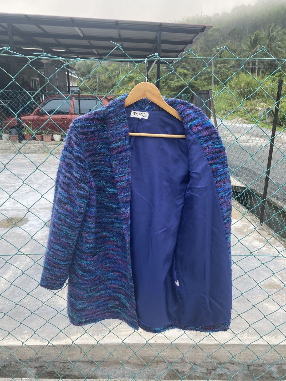 Japanese Brand × Vintage Vintage 80’s Moto tokyo aubergine mohair cardigan Size L / US 10 / IT 46 - 3 Thumbnail