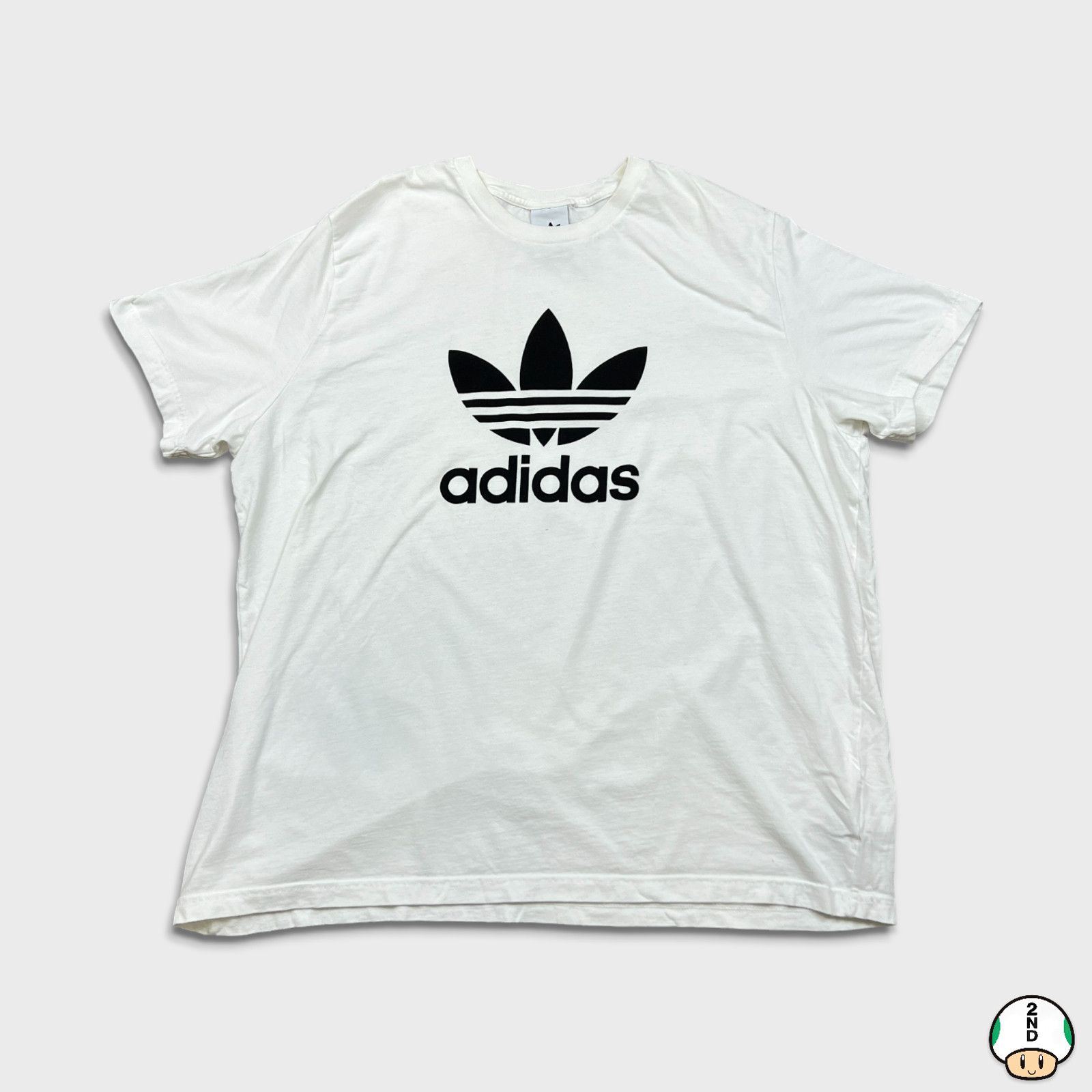 Adidas × Vintage Adidas T Shirt XL Originals Trefoil Spell Out Short Sleeve Size US XL / EU 56 / 4 - 1 Thumbnail