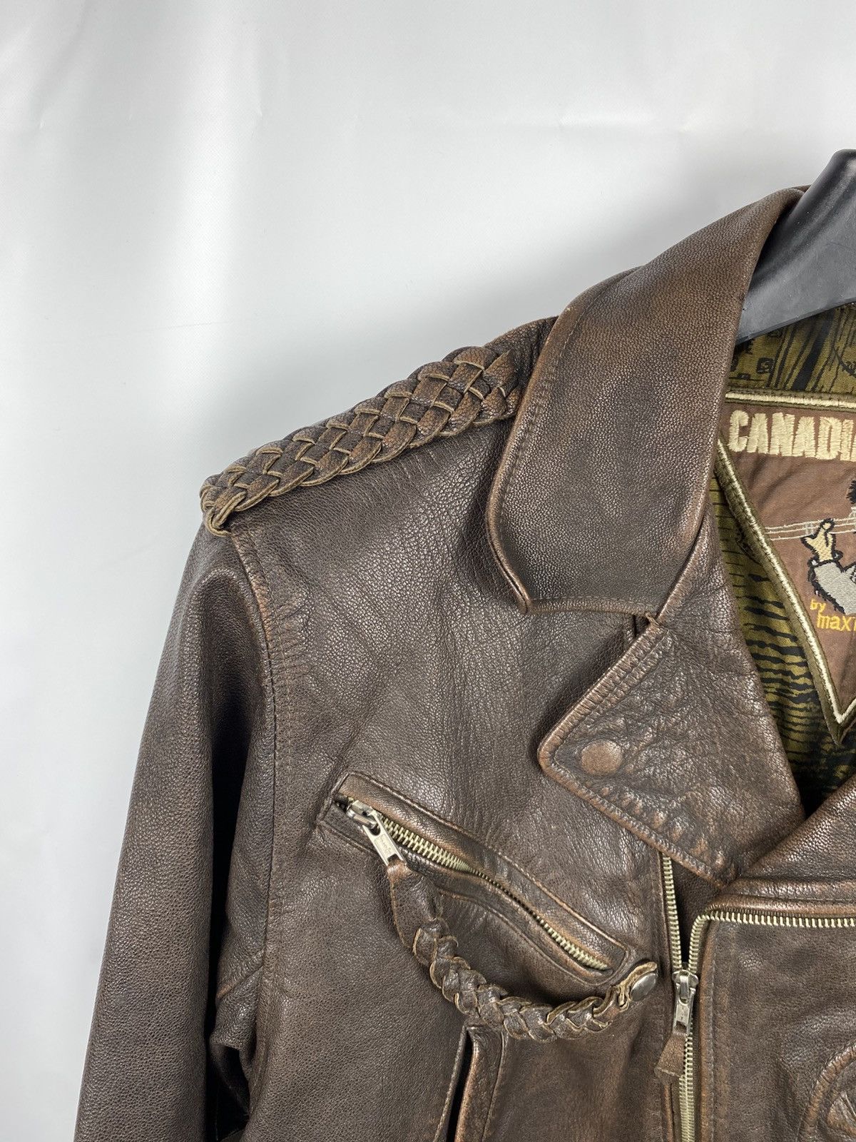 Leather Canadian Hunter By Max Moser Biker Jacket Genuine Leather 52 Size US L / EU 52-54 / 3 - 3 Thumbnail