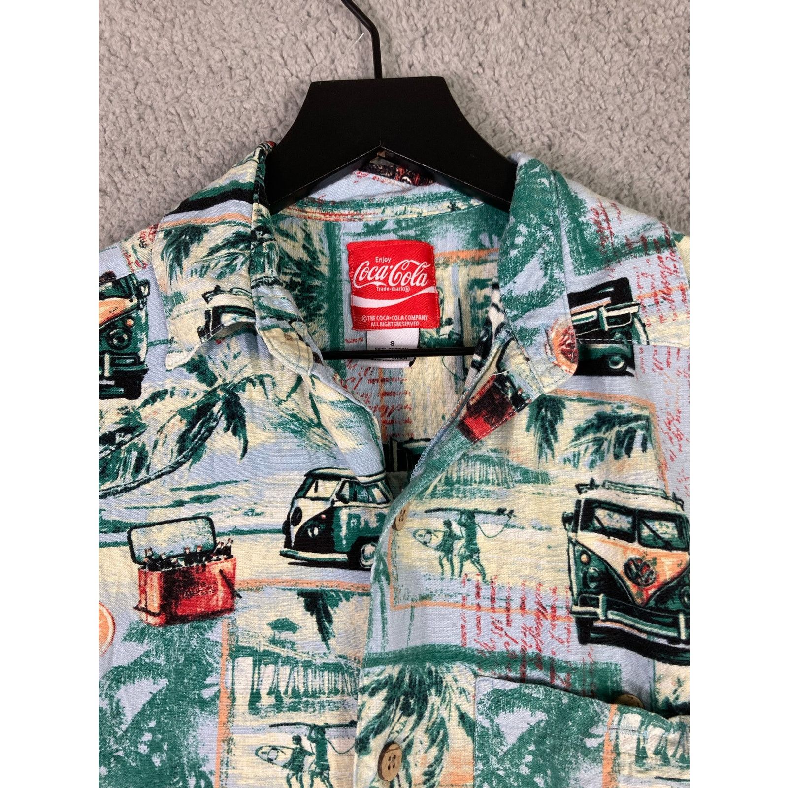 Coca Cola Coca-Cola Men's Hawaiian Button-Up Shirt VW Bus Print Size S Size US S / EU 44-46 / 1 - 6 Thumbnail