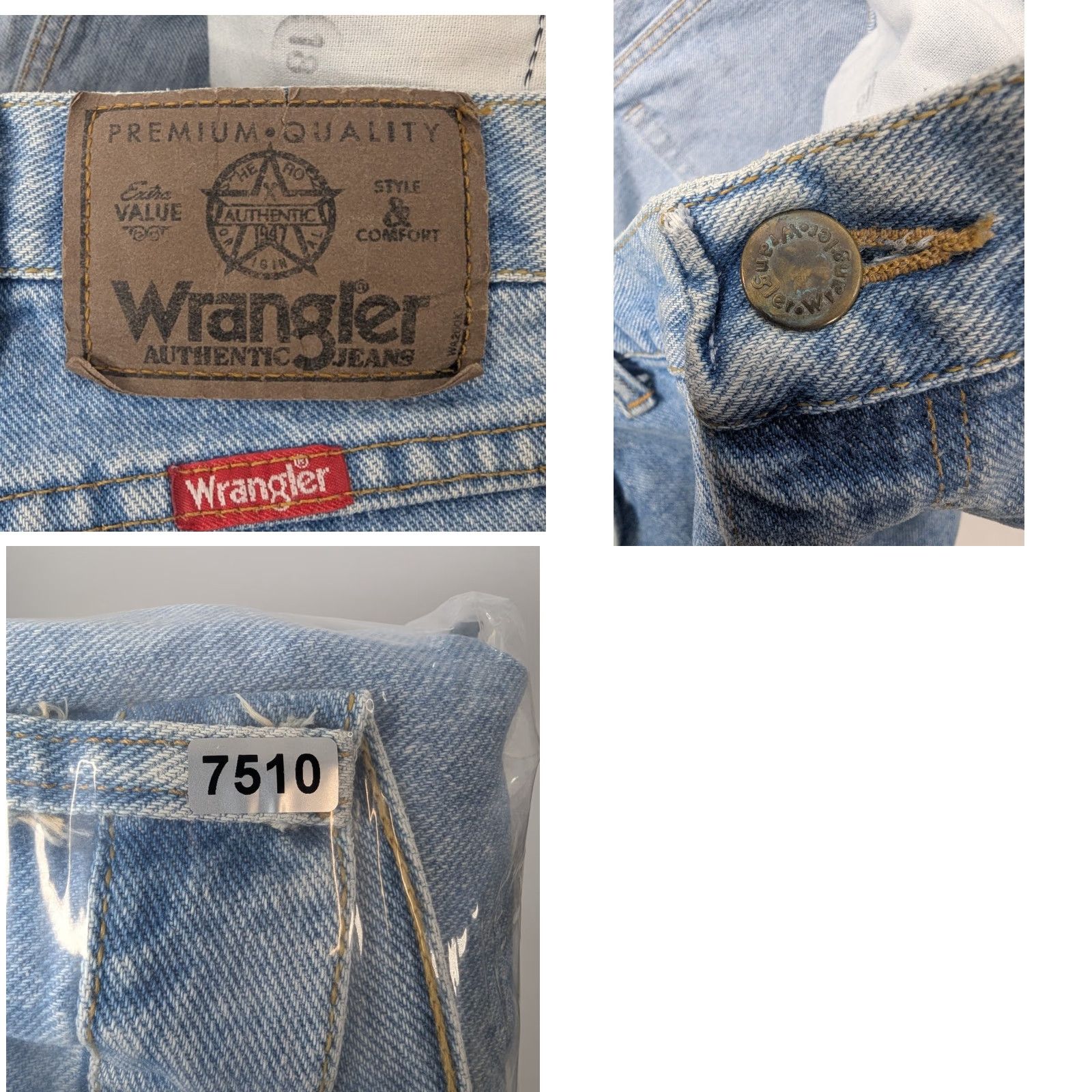 Wrangler VINTAGE Wrangler Jeans Mens 42x30 Light Blue Denim Made in USA 96501SL Wrangler 42 Jeans Mens USA Blue Denim 90s Vintage Straight Fit 96501SL Size US 41 - 9 Thumbnail