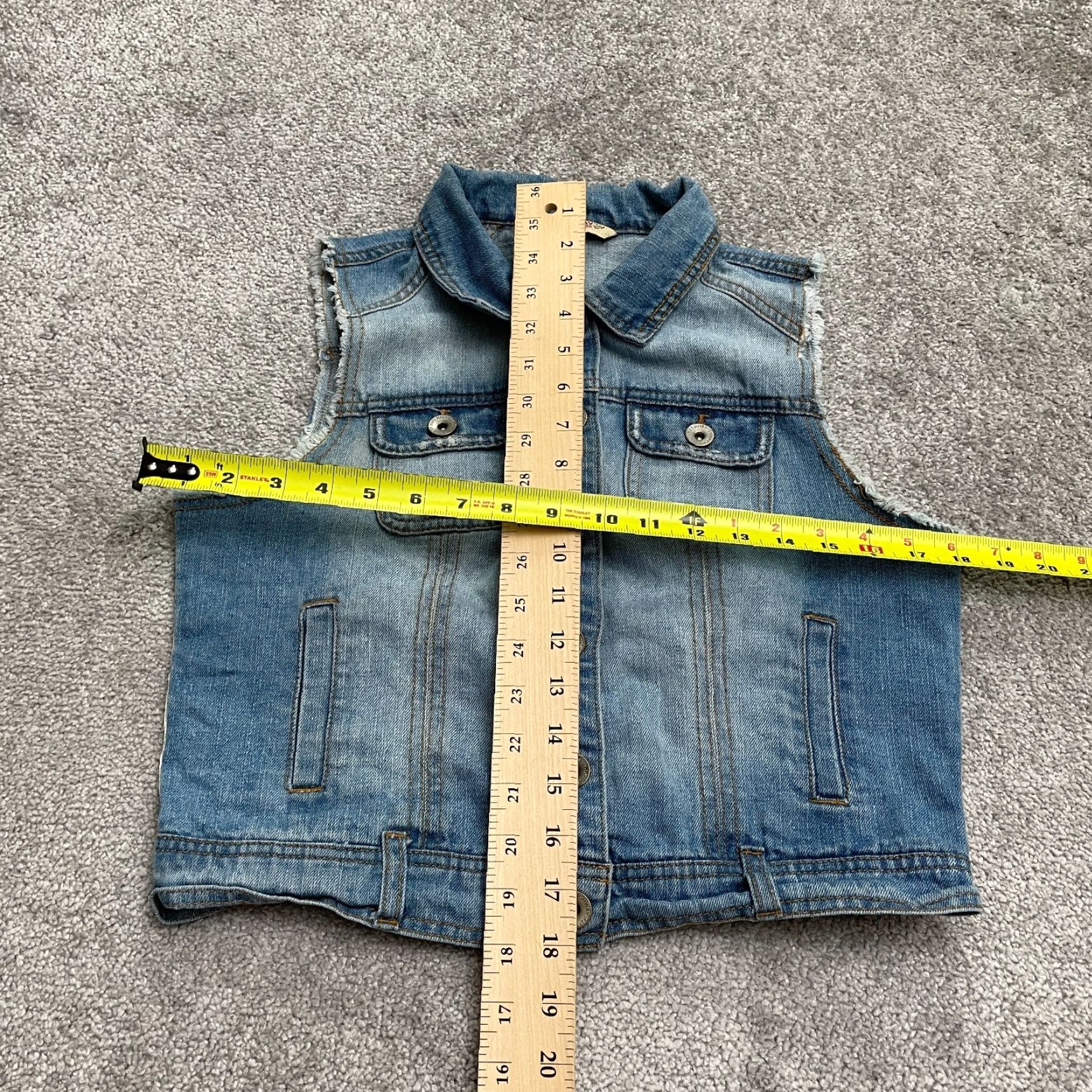 Denime HWY Jeans Denim Vest Womens M Blue Casual Button Down Sleeveless Pockets Short Jacket, Classic Outdoor, Regular Fit Women Size 32" / US 10 / IT 46 - 7 Thumbnail
