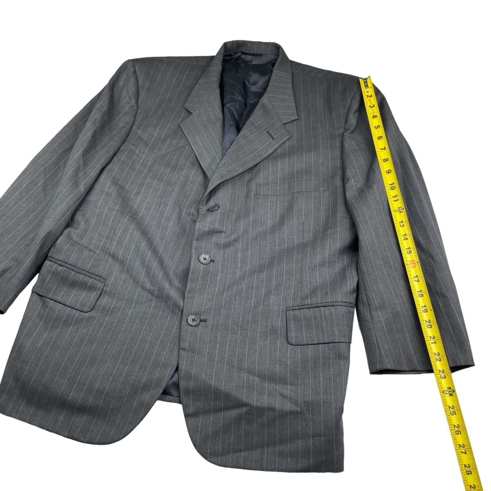 Holland & Sherry Holland & Sherry x Filo A Mano Men's Suit Gray/Blue Stripe • Size 48R - 11 Thumbnail
