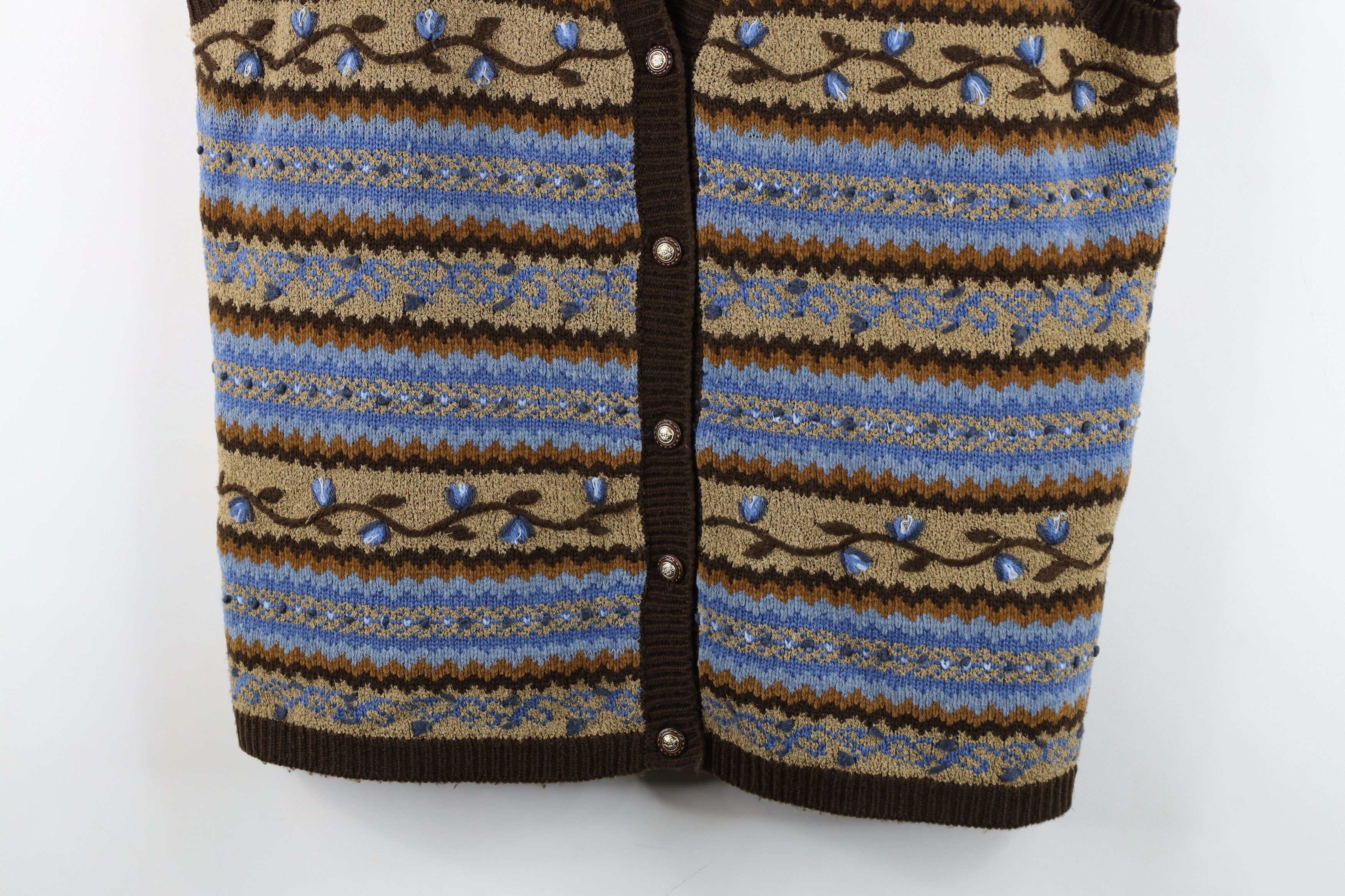 Vintage Vintage 90s Streetwear Fair Isle Knit Cardigan Sweater Vest Size XL / US 12-14 / IT 48-50 - 3 Thumbnail