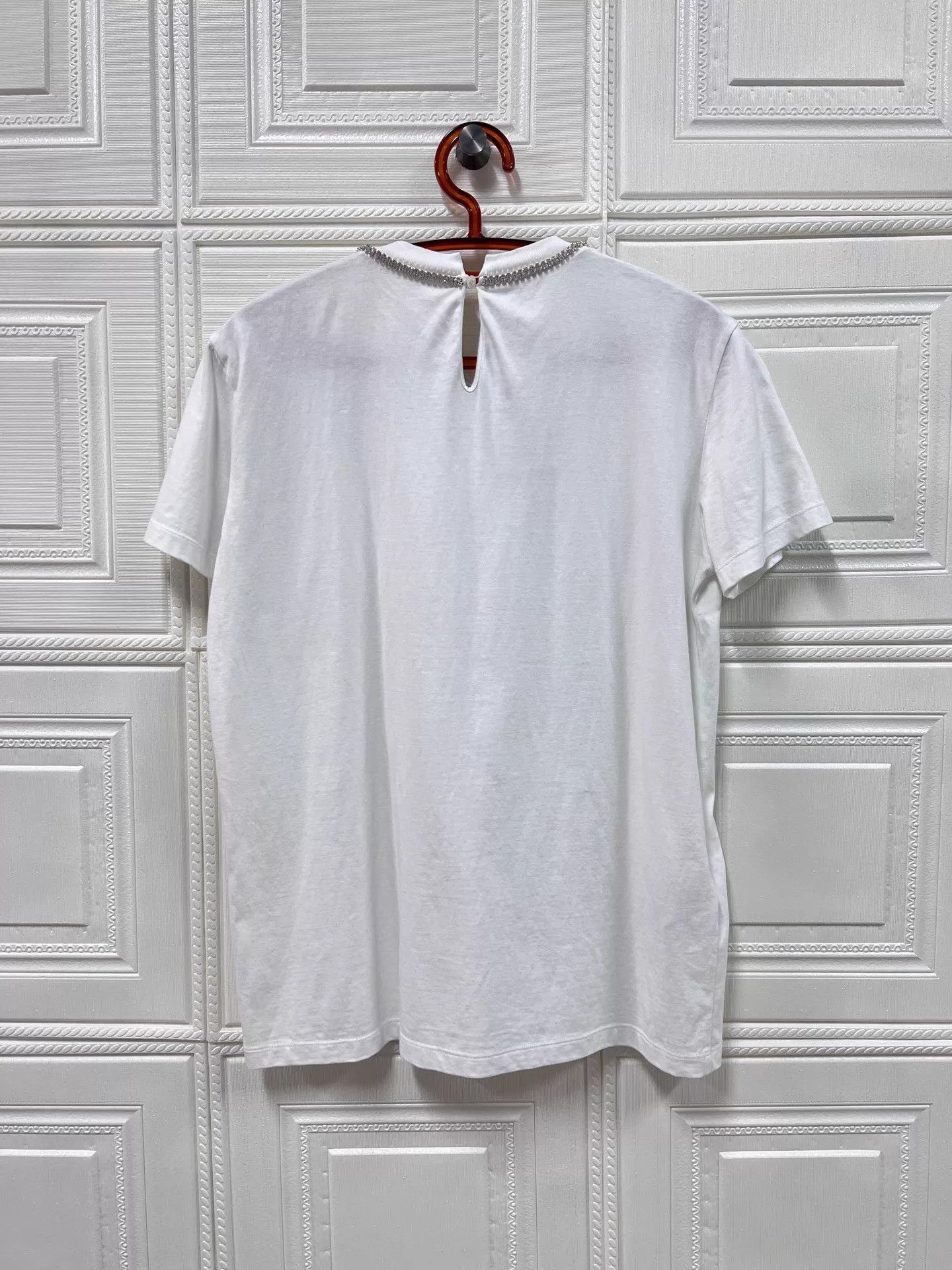 Miu Miu MIUMIU White Crystal Bow Collar Tee M Size M / US 6-8 / IT 42-44 - 2 Thumbnail
