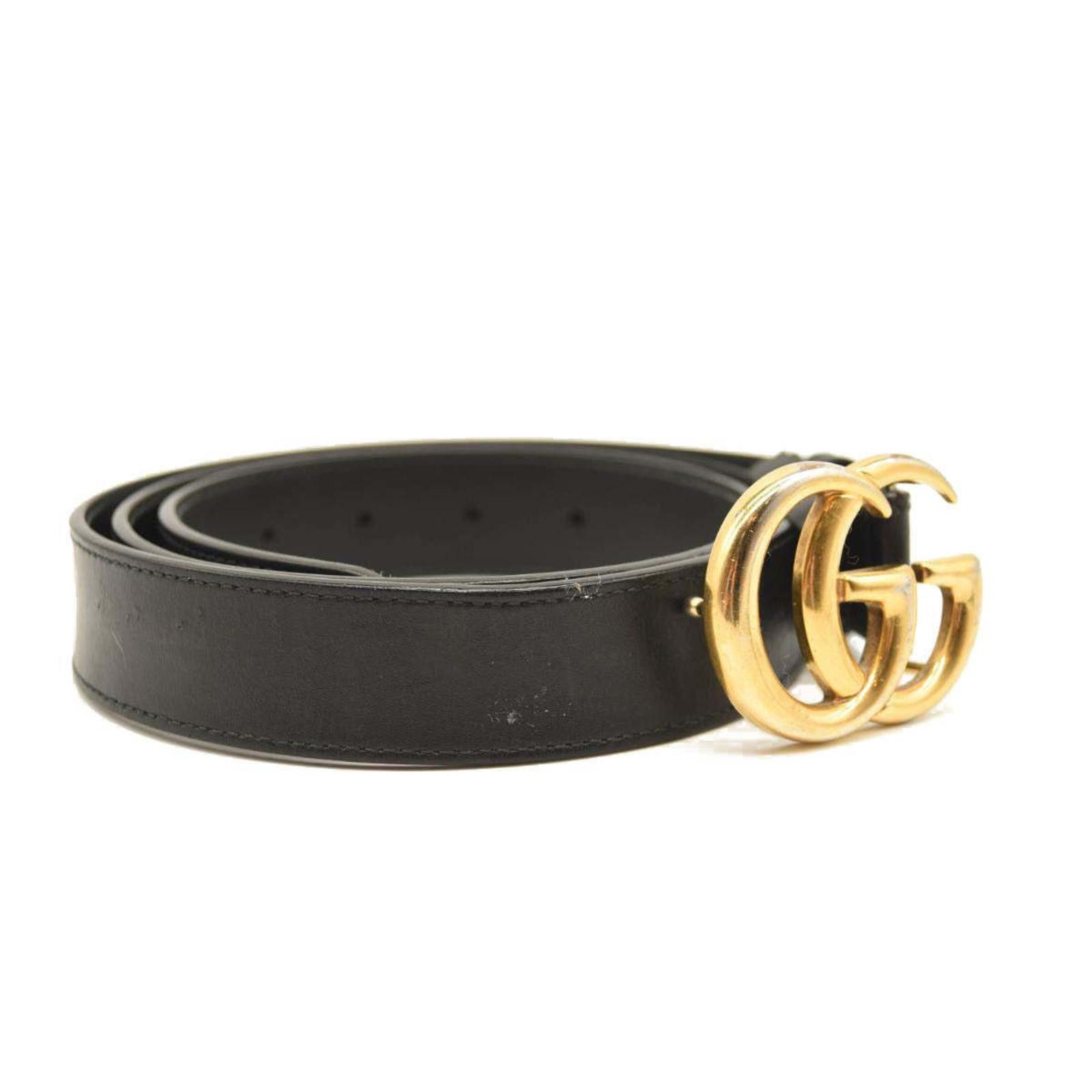 Gucci GUCCI Calfskin Double G 20mm Belt 100 40 Black Size ONE SIZE - 2 Thumbnail