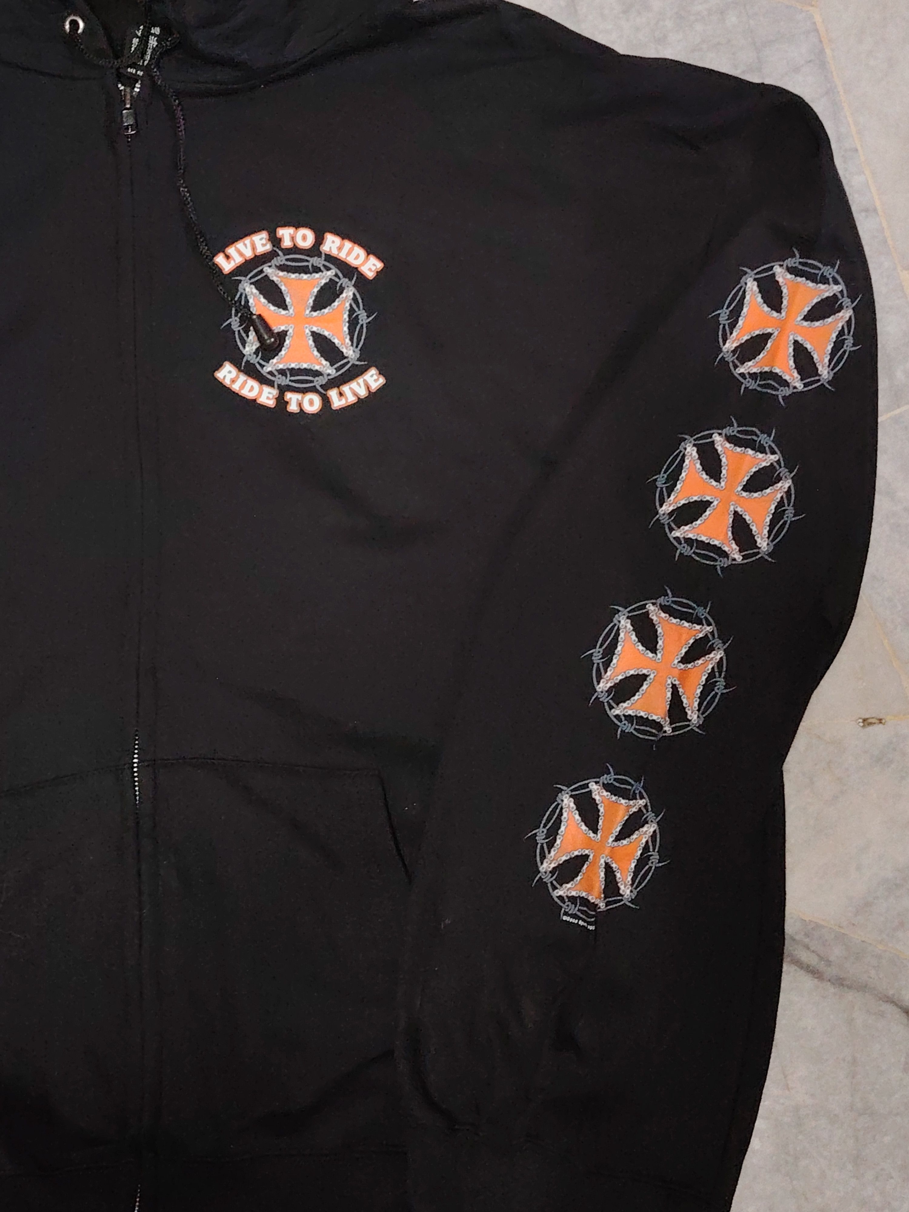 Vintage Vintage Y2K 2003 Iron Cross Live to Ride Zippup Hoodie Size US XXL / EU 58 / 5 - 4 Thumbnail