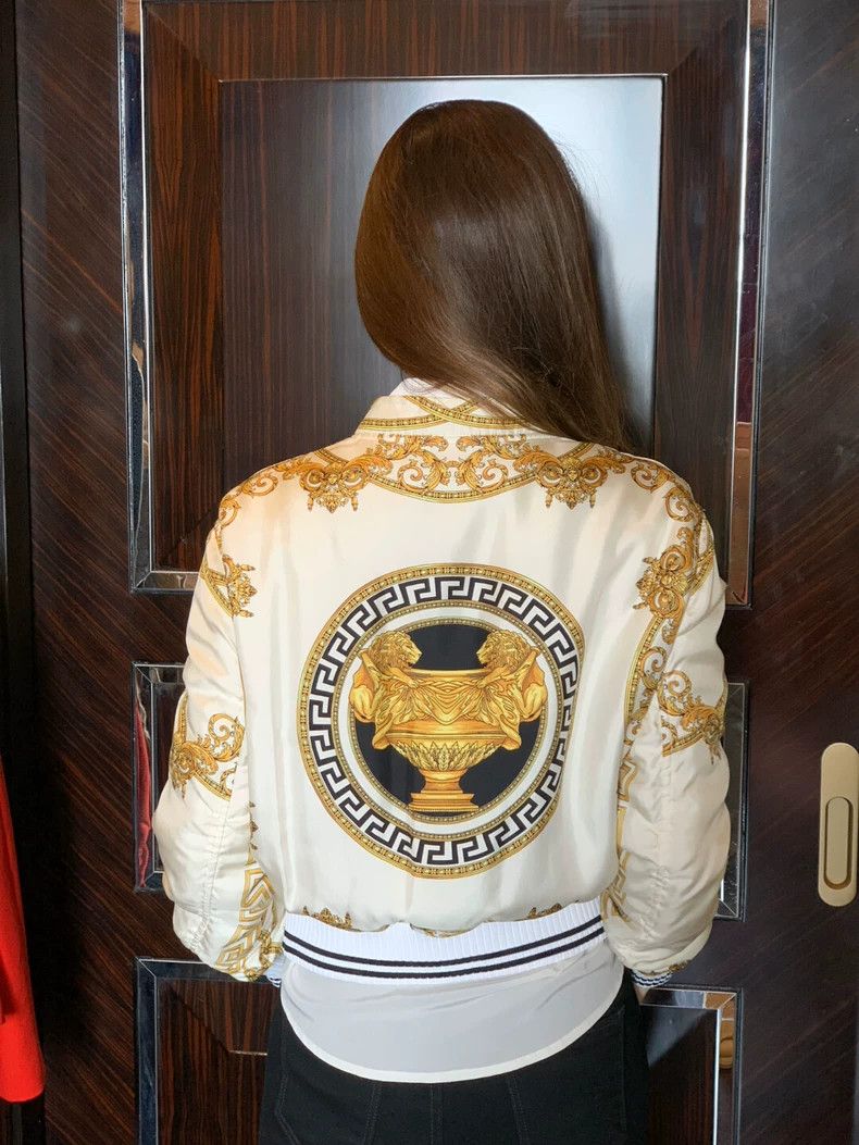 Versace Versace Gold Embroidered Bomber Jacket - dmc Size US S / EU 44-46 / 1 - 1 Thumbnail