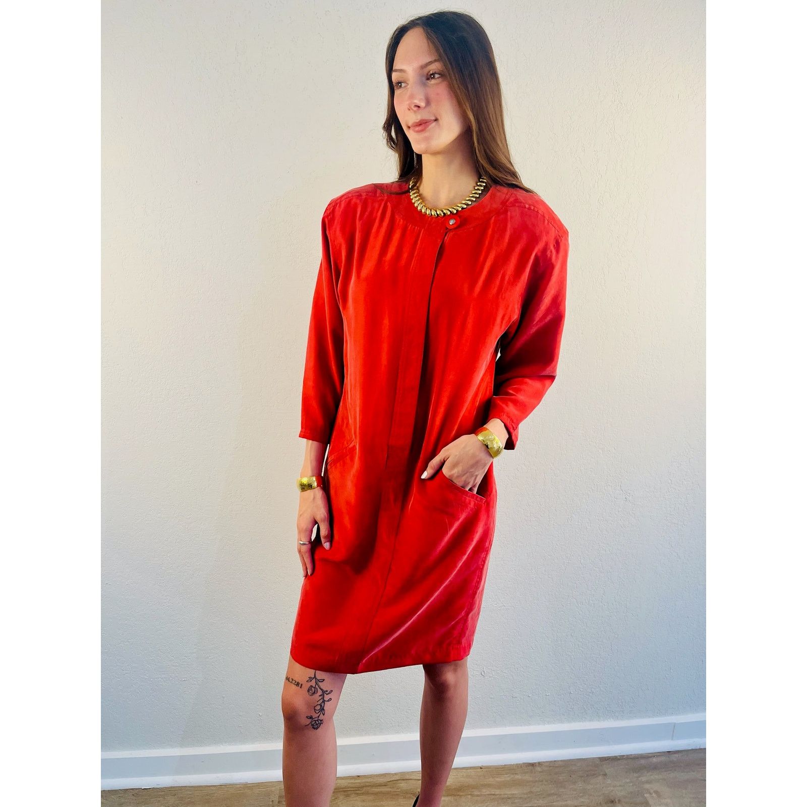 Other Vintage 100% Silk Dress Size M / US 6-8 / IT 42-44 - 3 Thumbnail