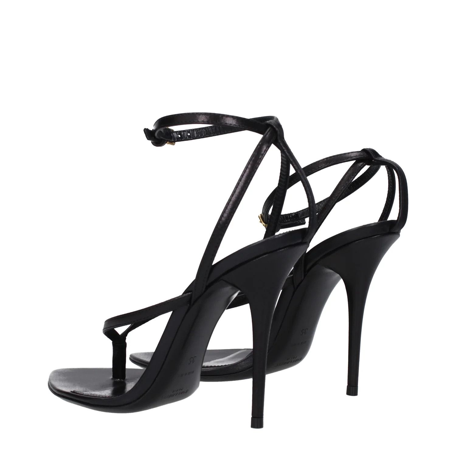 Saint Laurent Paris ob1o1e1224 Leather Sandals in Black Size US 5 / IT 35 - 4 Thumbnail