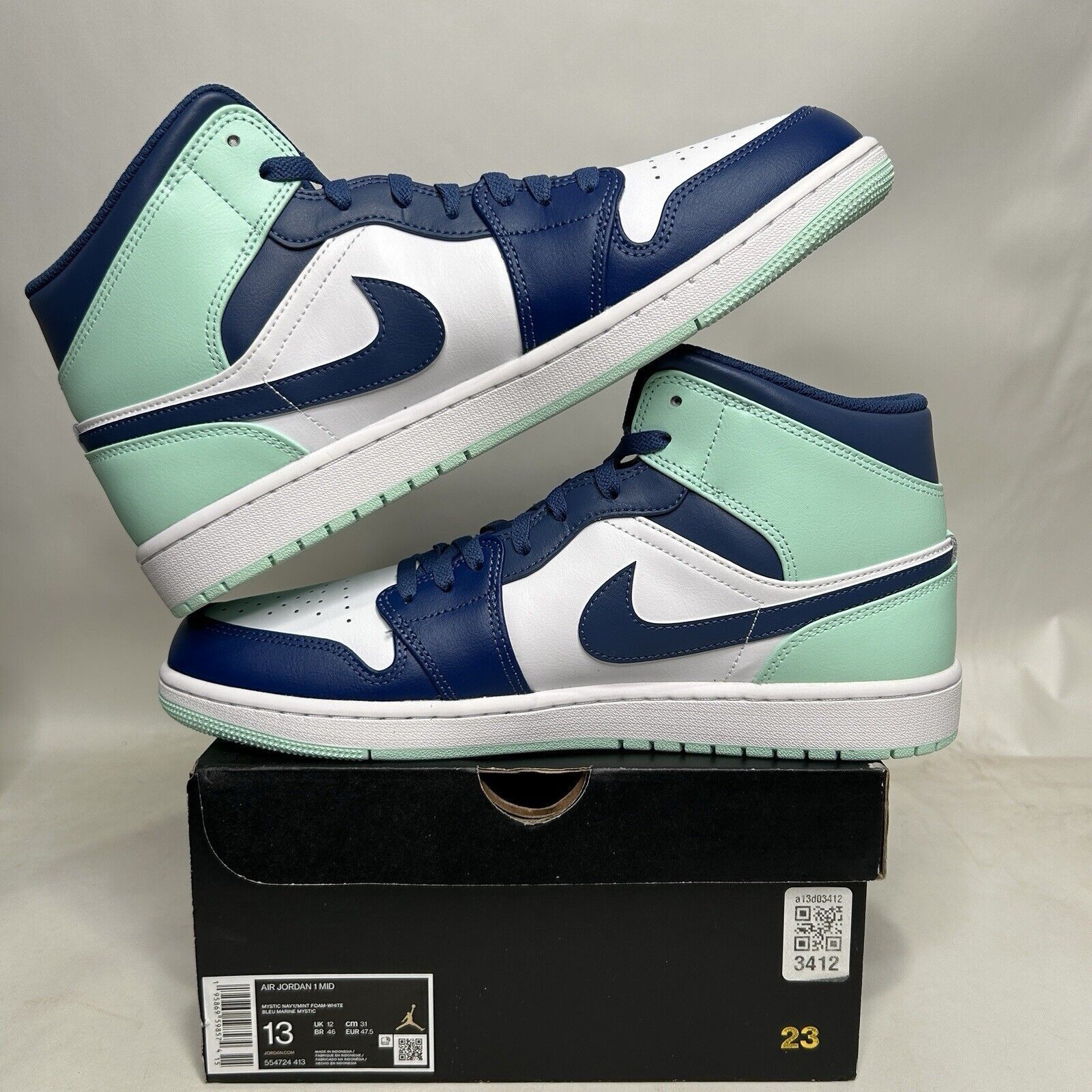 Nike Nike Air Jordan 1 Mid Retro “Mystic Navy/Mint Foam” 2024 Size US 13 / EU 46 - 3 Thumbnail