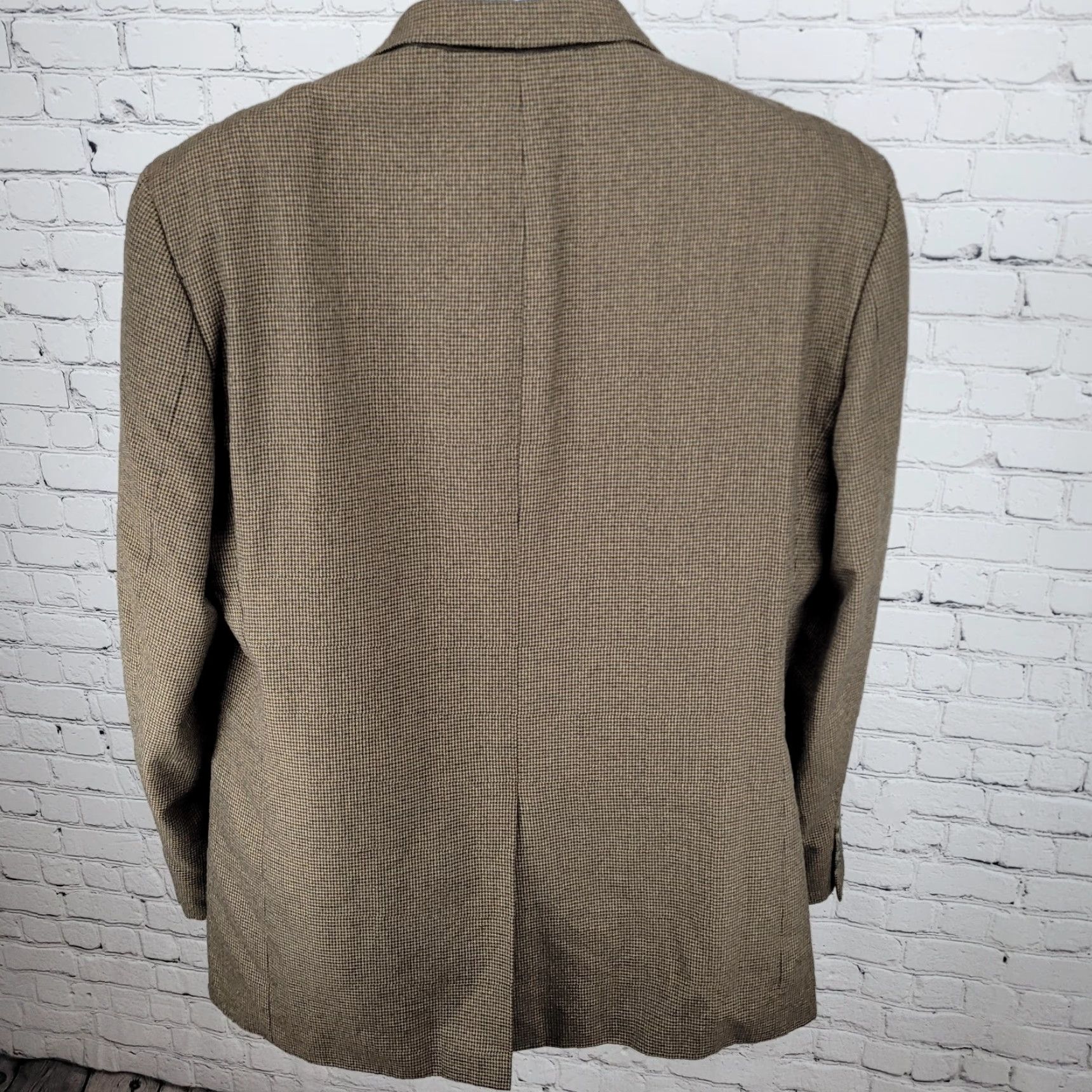 Vintage Andrew Fezza Blazer 46L Size Brown Houndstooth 2 Button Vented Cary Sport Coat Size 46R - 2 Thumbnail