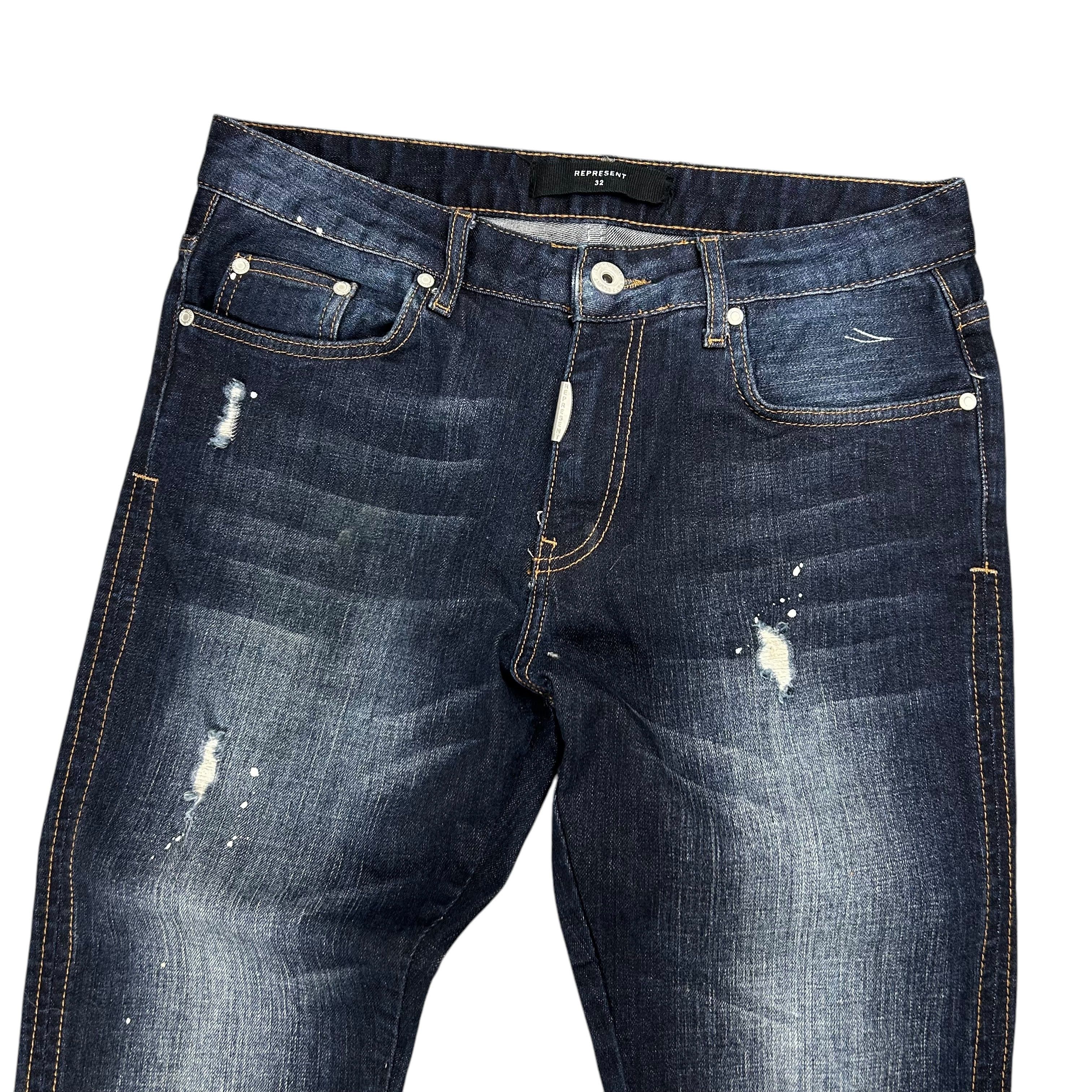 Represent Clo. Represent Essential Denim Paint Splatter Blue Jeans W32 Size US 32 / EU 48 - 3 Thumbnail