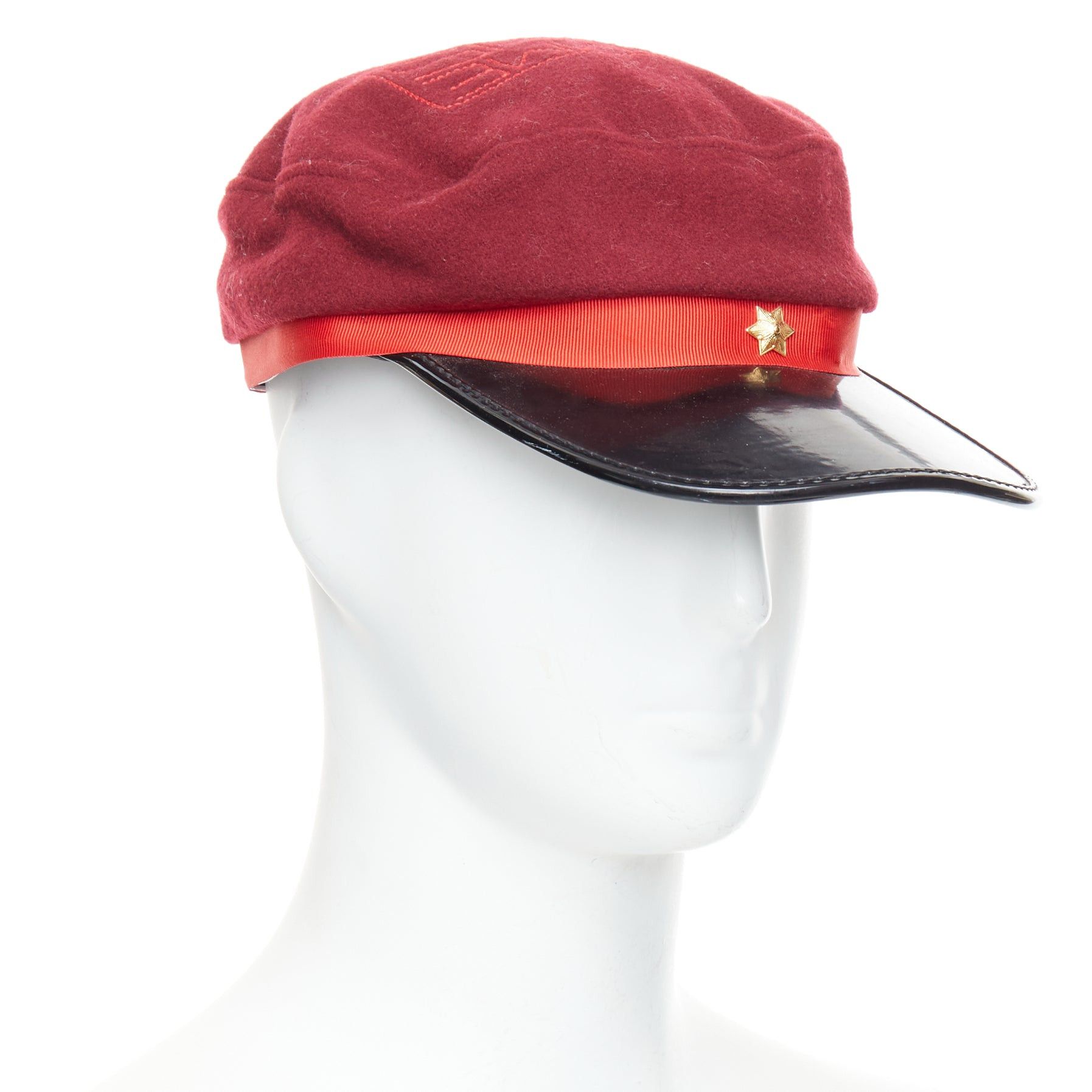 Comme des Garcons rare COMME DES GARCONS HOMME PLUS red wool blend PVC officer hat Size ONE SIZE - 1 Thumbnail