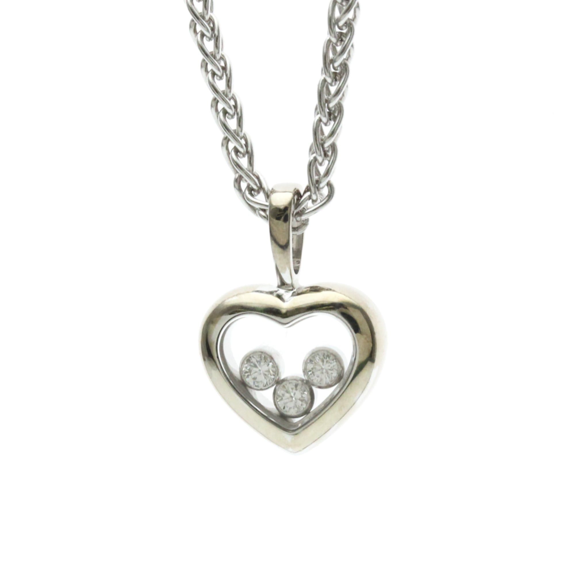 Chopard Happy Diamond Necklace 79/4611 White Gold (18K) Diamond MenWomen Fashion Pendant Necklace (Silver)