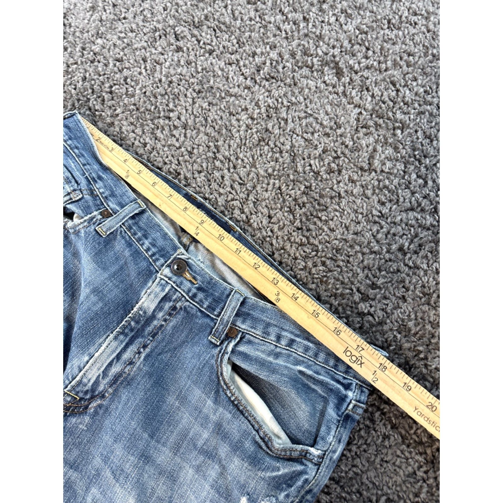 Lucky Brand Lucky Brand 361 Jeans 36x32 Regular Mens Straight Blue Denim Pocket 5-Pocket Distressed Vintage-Style USA Logo Leather Patch Whiskering Size US 36 / EU 52 - 4 Thumbnail