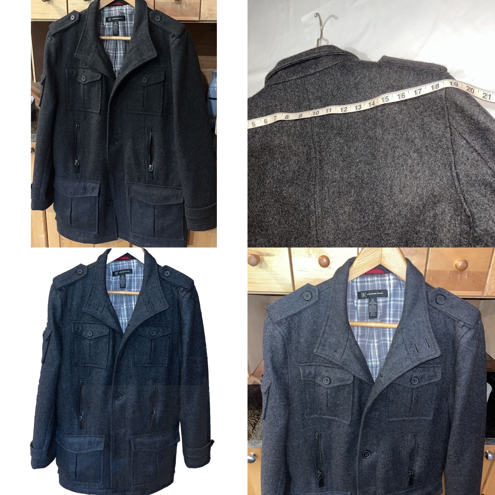 Vintage VINTAGE INC Black Wool Trench Pea Coat Button Up Men’s M Flap Pockets PLAID Lined Jacket Size US M / EU 48-50 / 2 - 8 Thumbnail