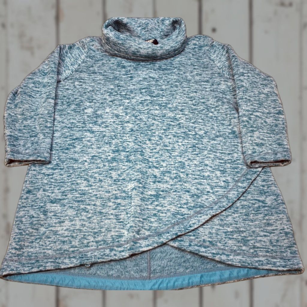 Lands' End Lands End Pullover Cowl Neck Tunic Sweater Women's XL Fleece Lined Blue Cozy Size XL / US 12-14 / IT 48-50 - 1 Thumbnail