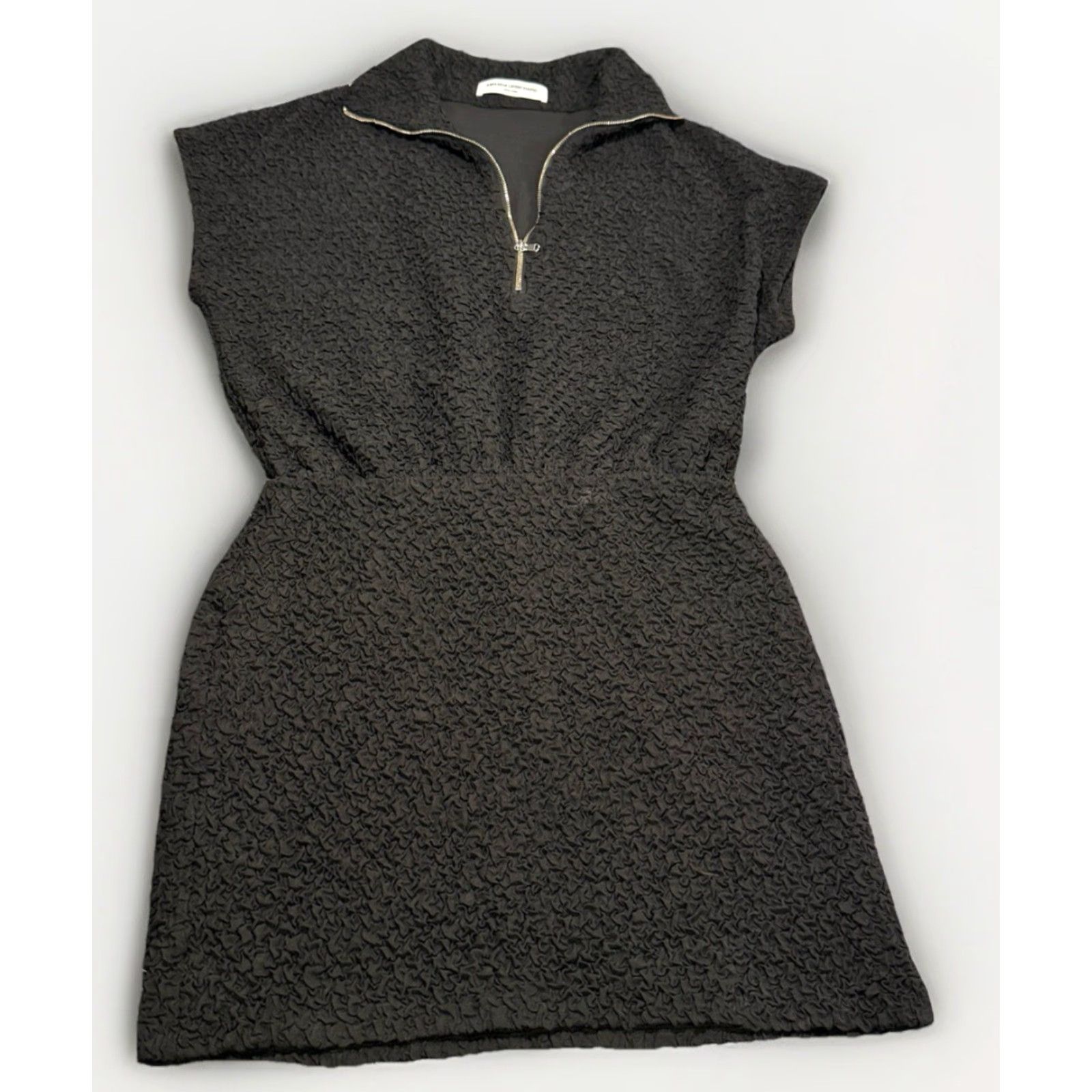 Amanda Uprichard Amanda Uprichard Rowan Dress KnIT Black Size L Short Sleeve Mock Neck Zip Bodycon Mini Women's Blouson Stretch Casual Party/Cocktail 216 Size L / US 10 / IT 46 - 3 Thumbnail